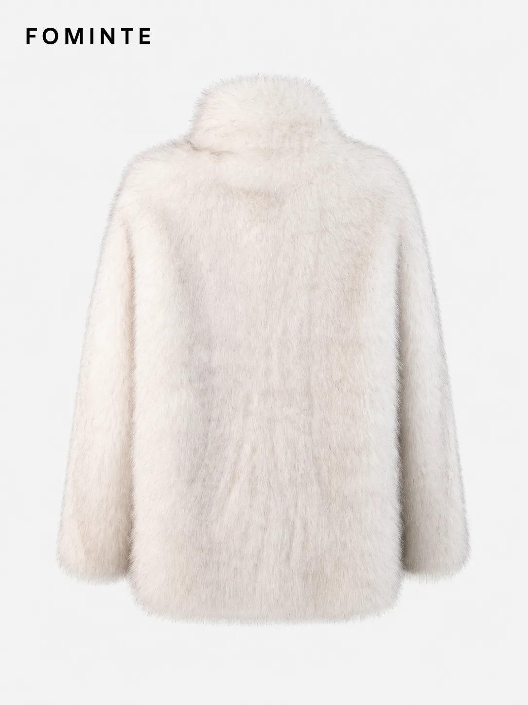 Light Grey Notched Faux Fur Coat Wholesale