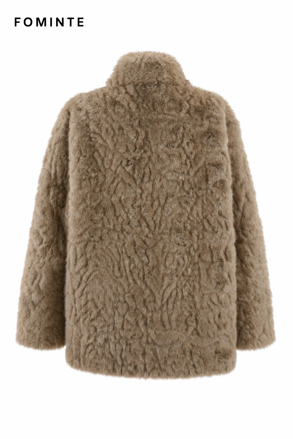 Taupe Button-Front Faux Fur Jacket Wholesale