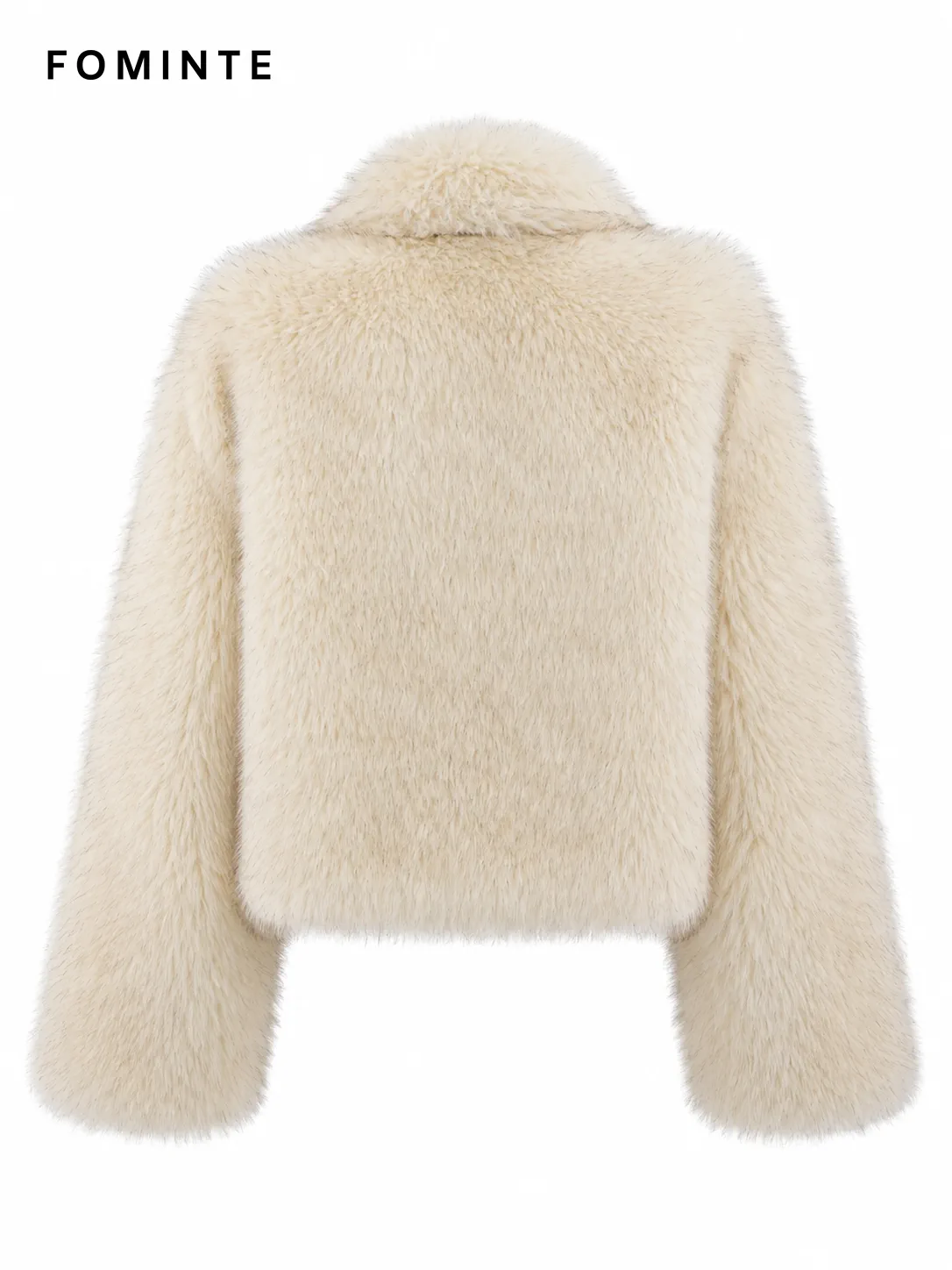 Ivory Zip-Front Faux Fur Jacket Wholesale