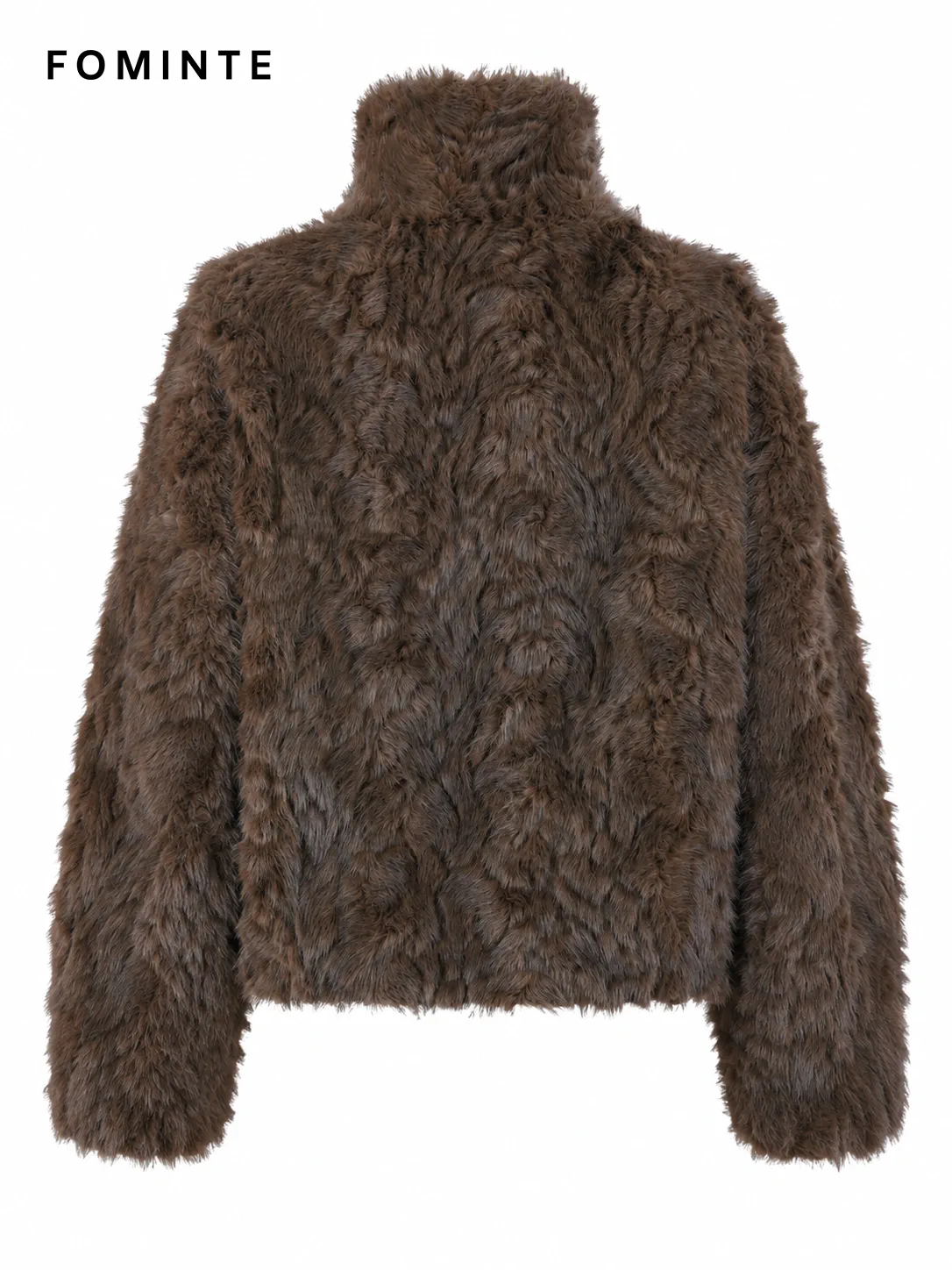 Coffee Button-Front Faux Fur Jacket Wholesale