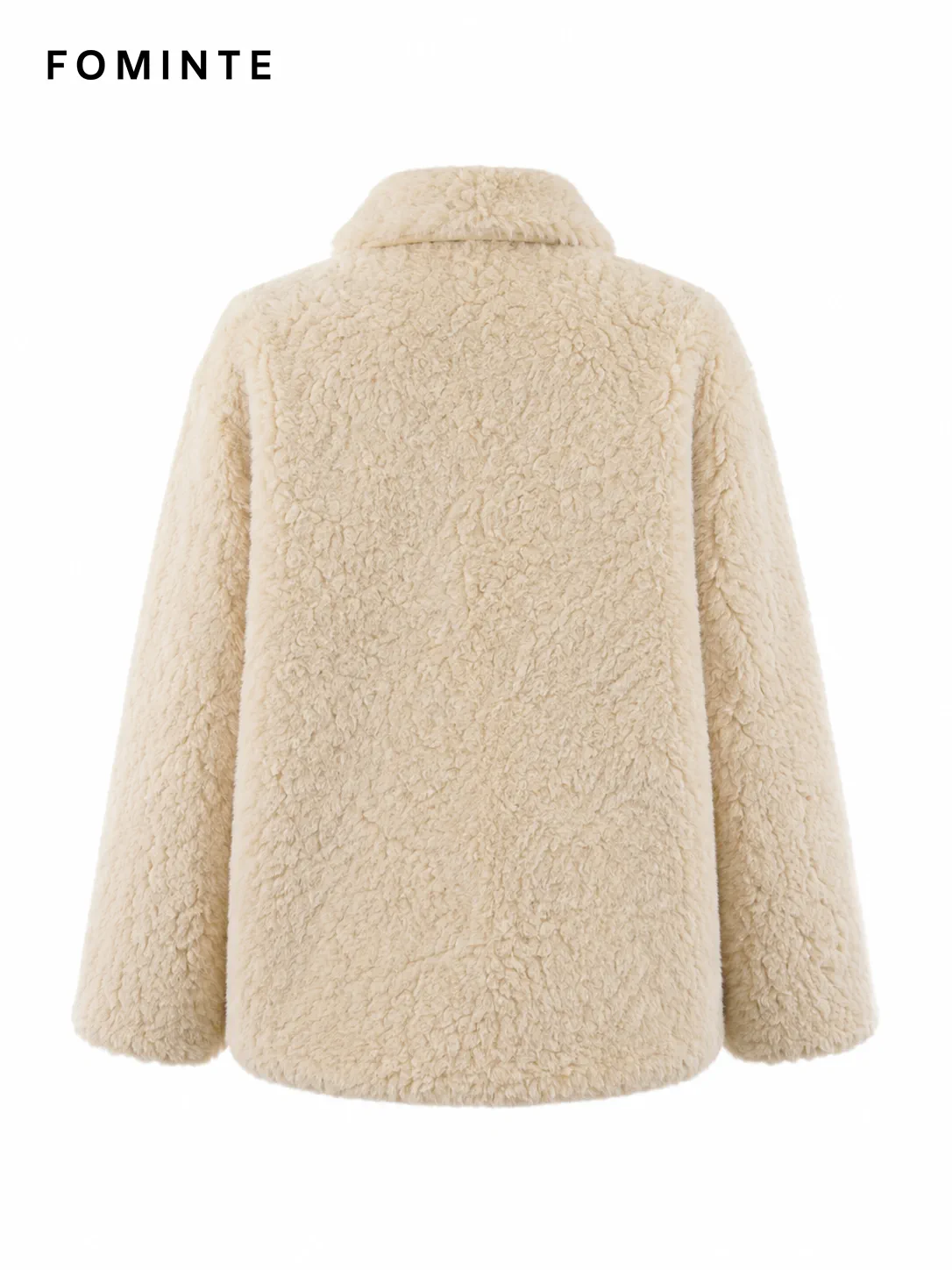White Textured Faux Fur Button-Front Jacket Wholesale