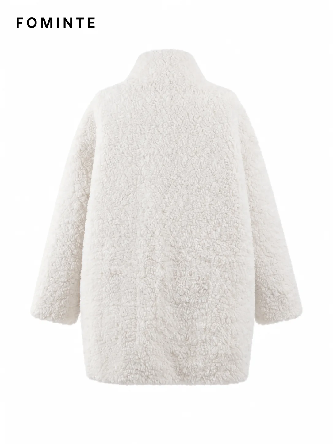 White Textured Faux Fur Patch-Pocket Jacket Wholesale