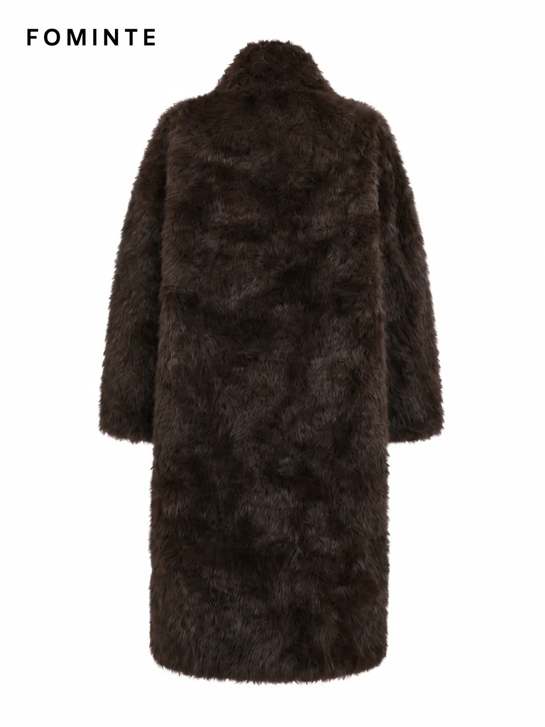 Black Buckle-Collar Faux Fur Coat Wholesale