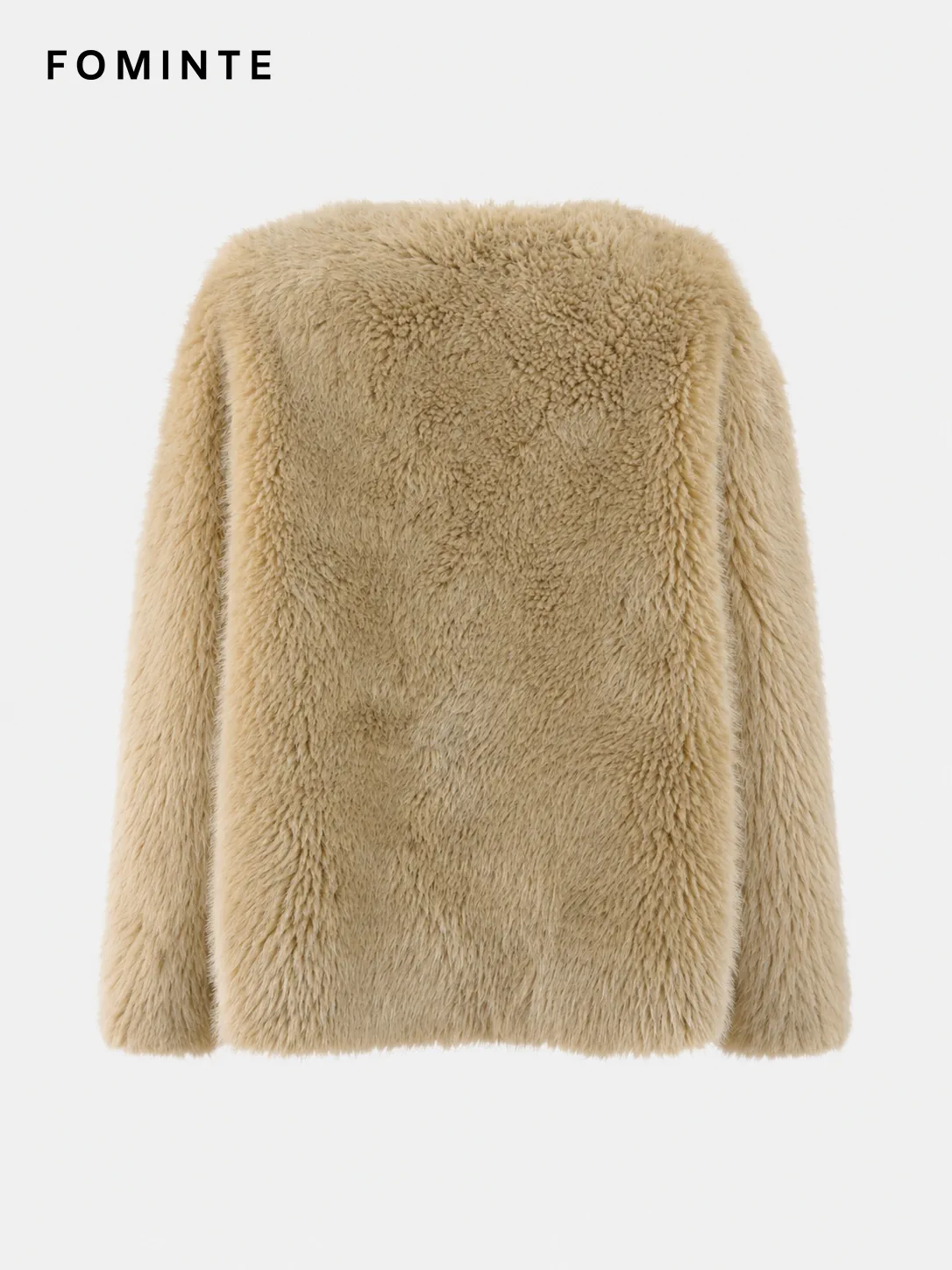 Yellow Collarless Faux Fur Jacket Wholesale