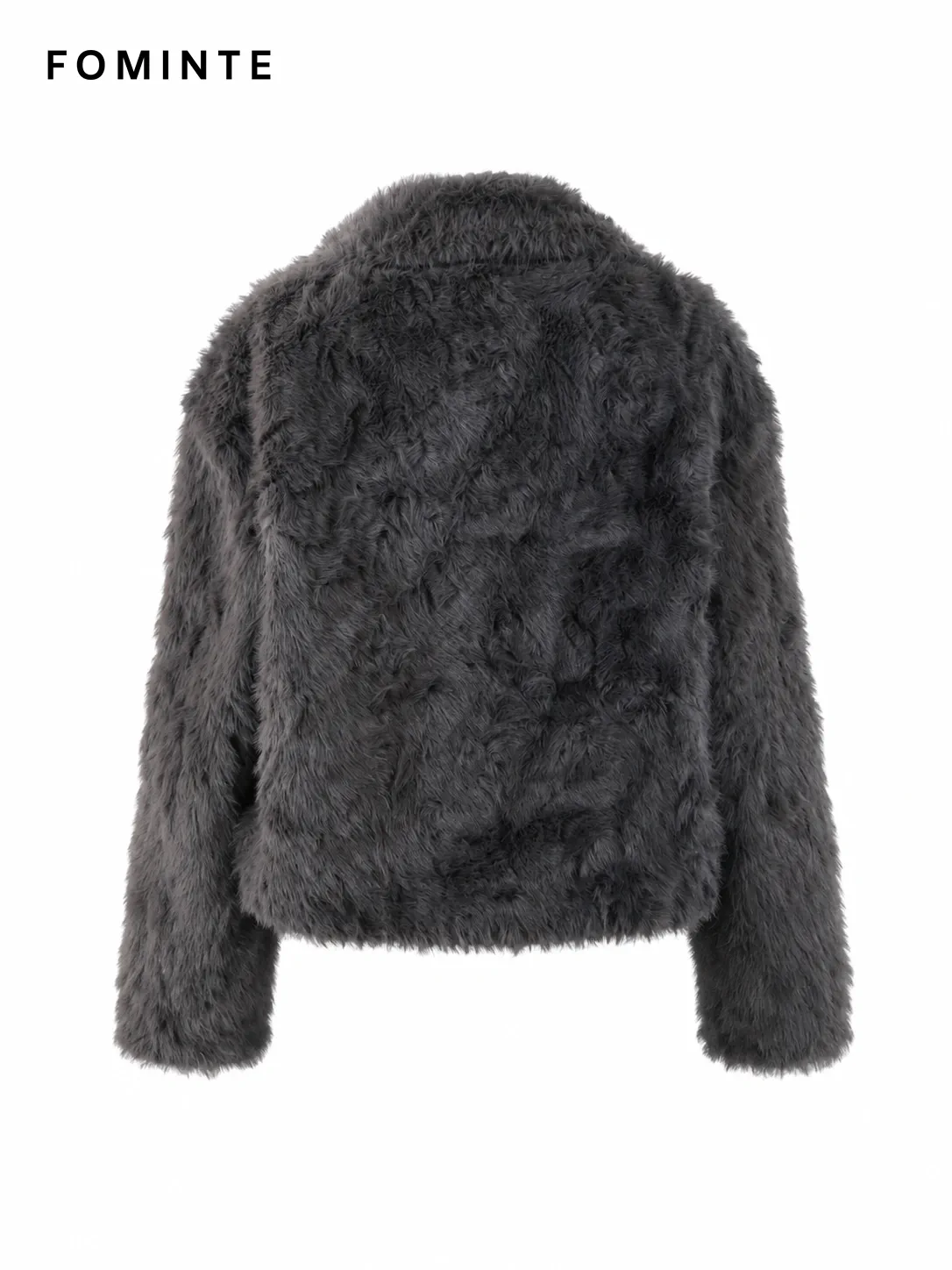 Grey Toggle-Front Faux Fur Jacket Wholesale