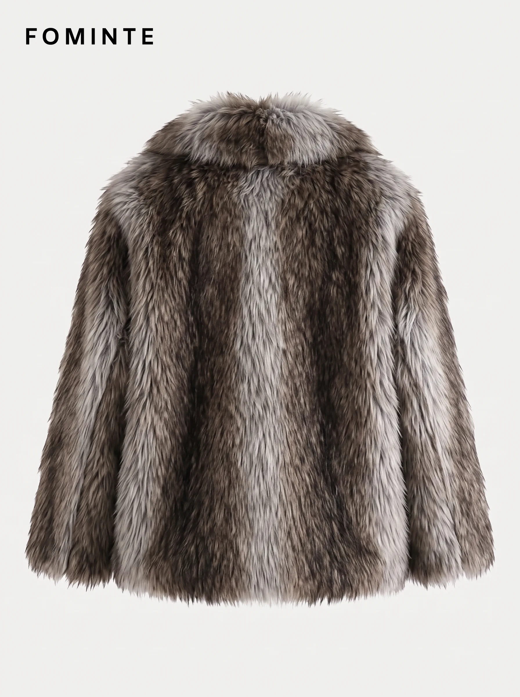 Brown and Grey Tonal-Streak Faux Fur Jacket Wholesale