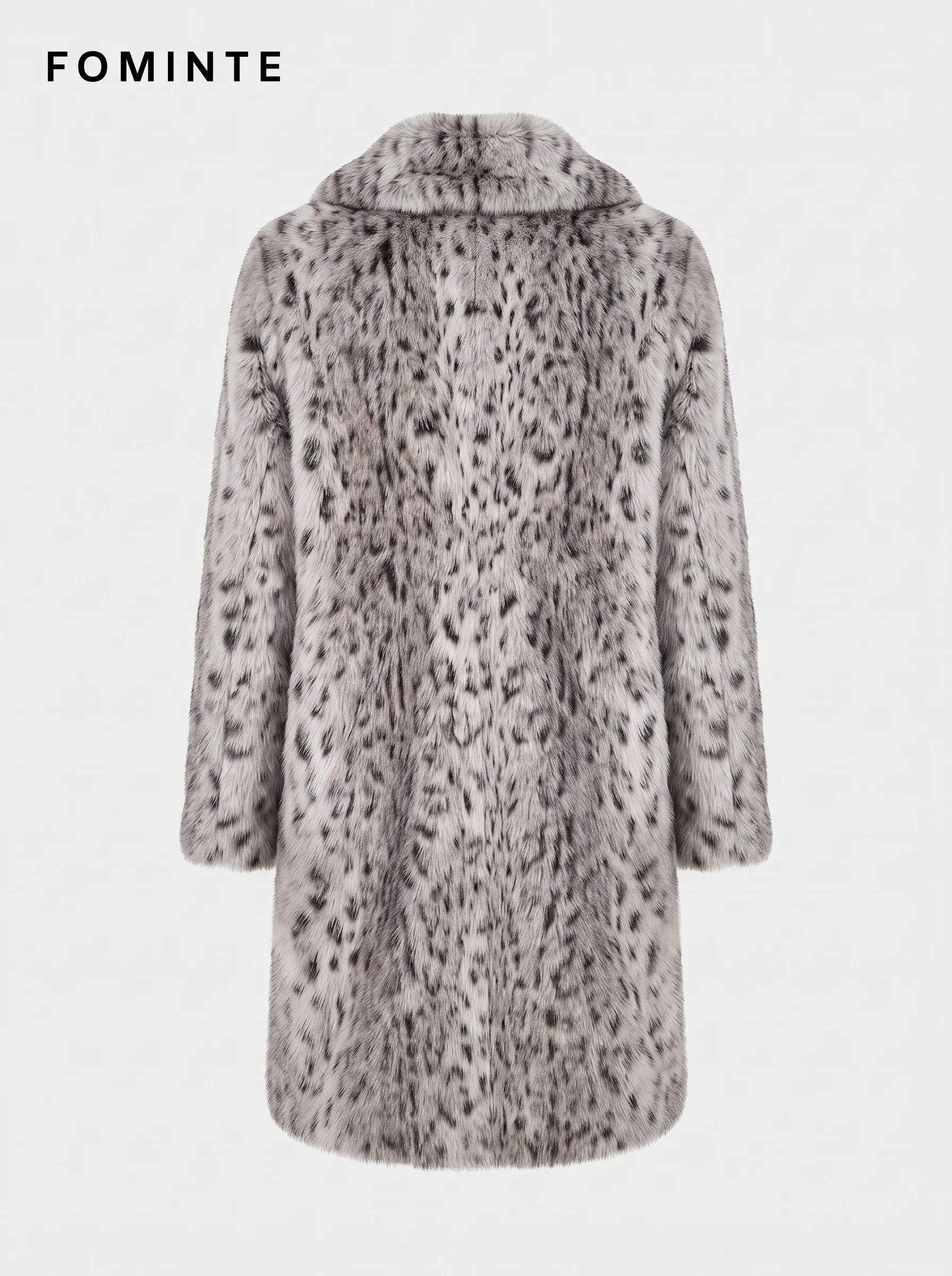 Silver Grey Spotted Faux Fur Coat Wholesale