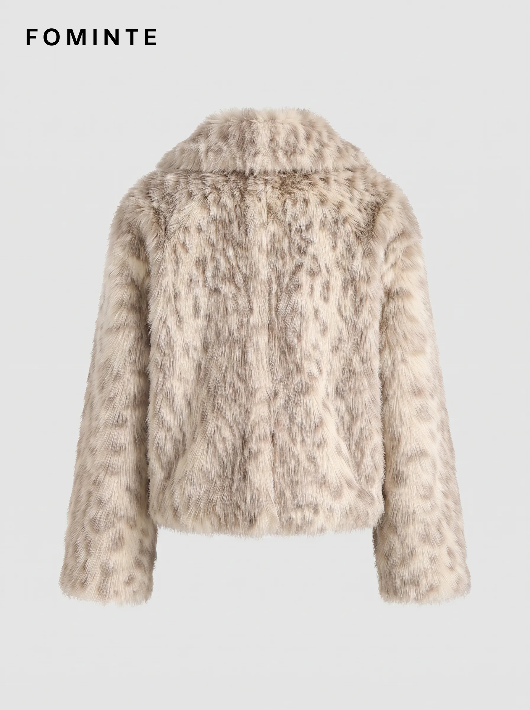 Beige Tonal-Streak Faux Fur Jacket Wholesale