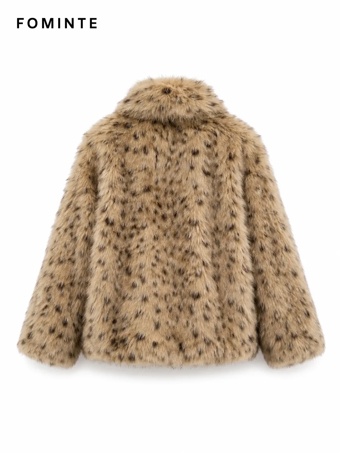 Golden Tan Spotted Faux Fur Jacket Wholesale