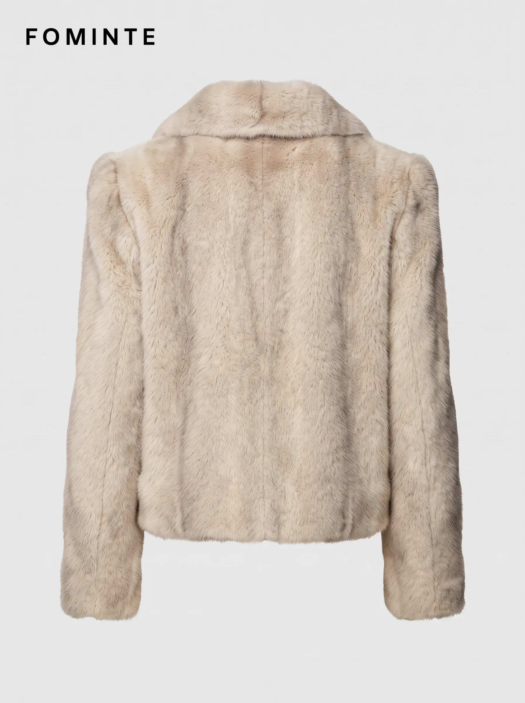 Ivory Notched-Lapel Faux Fur Jacket Wholesale