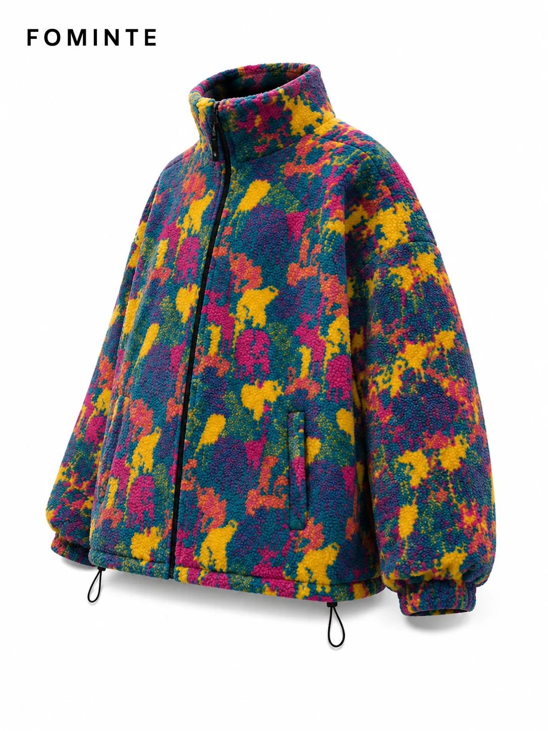 Fleece Stand Collar Cardigan - All-Over Print Wholesale Custom Sportswear - FM0801000411-3