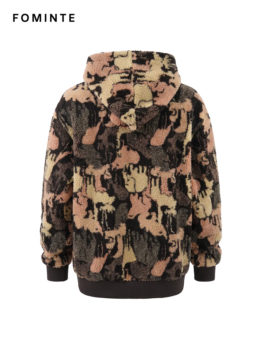 Multi-Color Camo Print Oversized Sherpa Fleece Hoodie