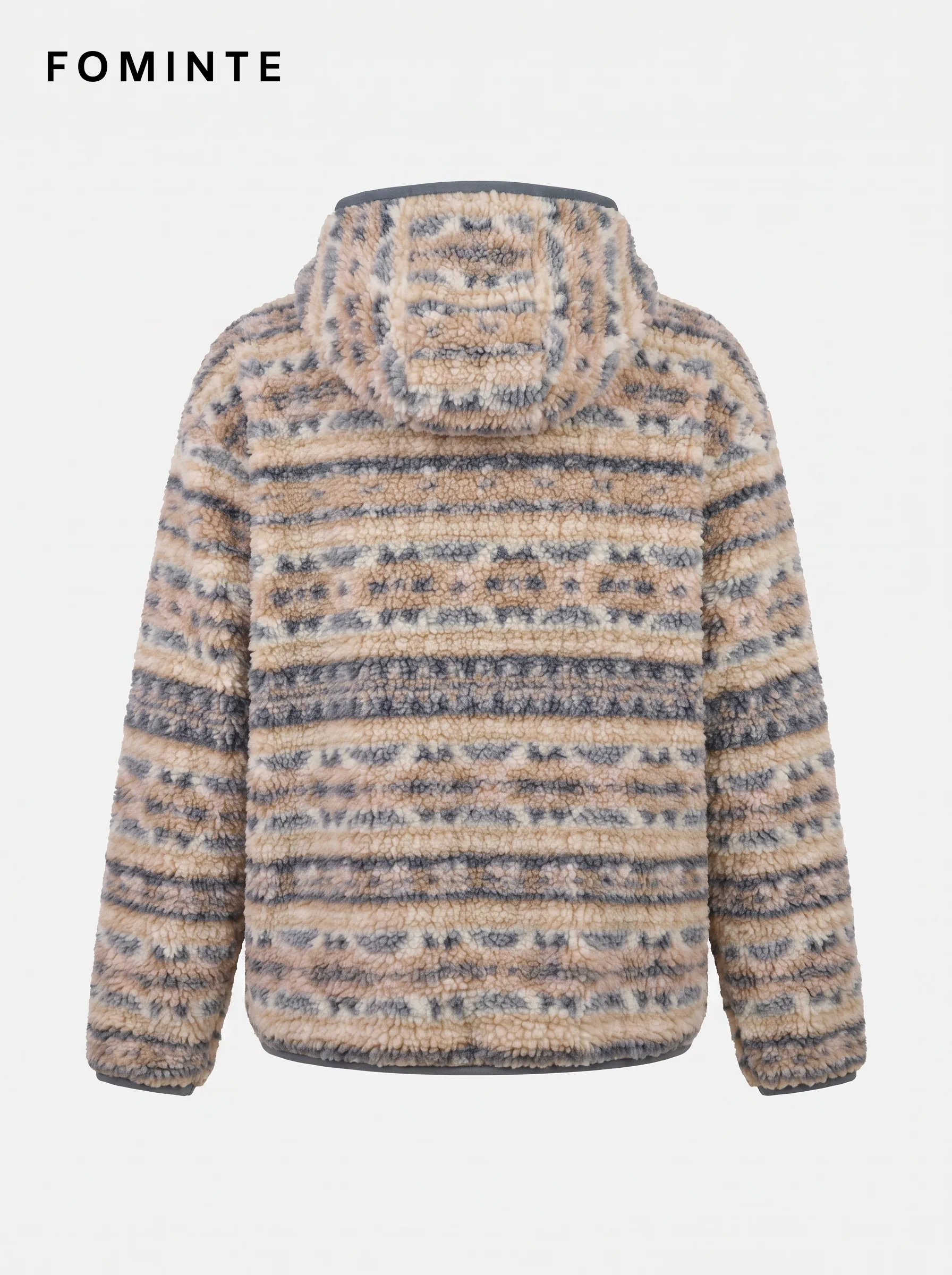 Nordic Fair Isle Hooded Sherpa Fleece Jacket