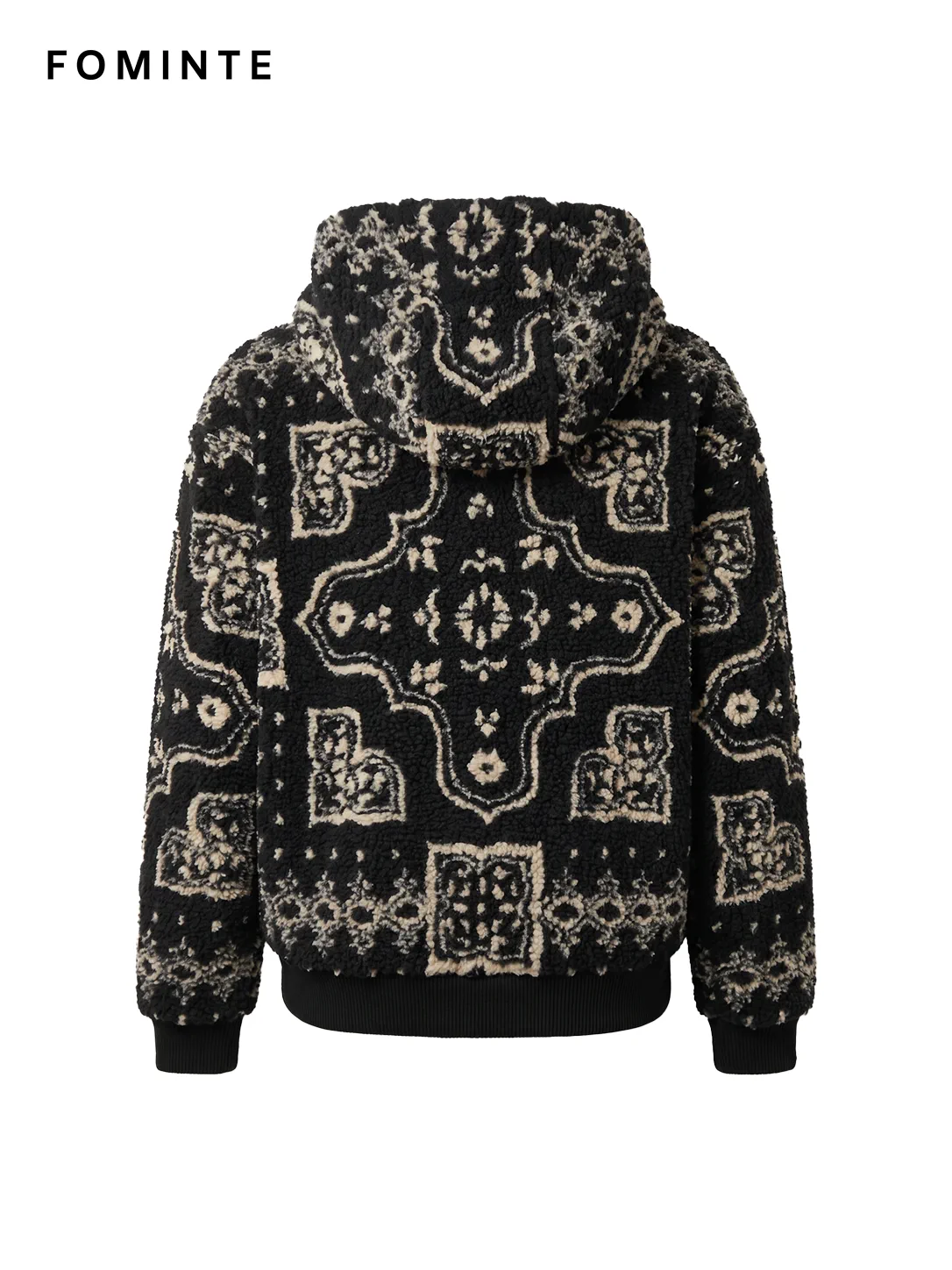 Bandana Print Hooded Sherpa Fleece Jacket