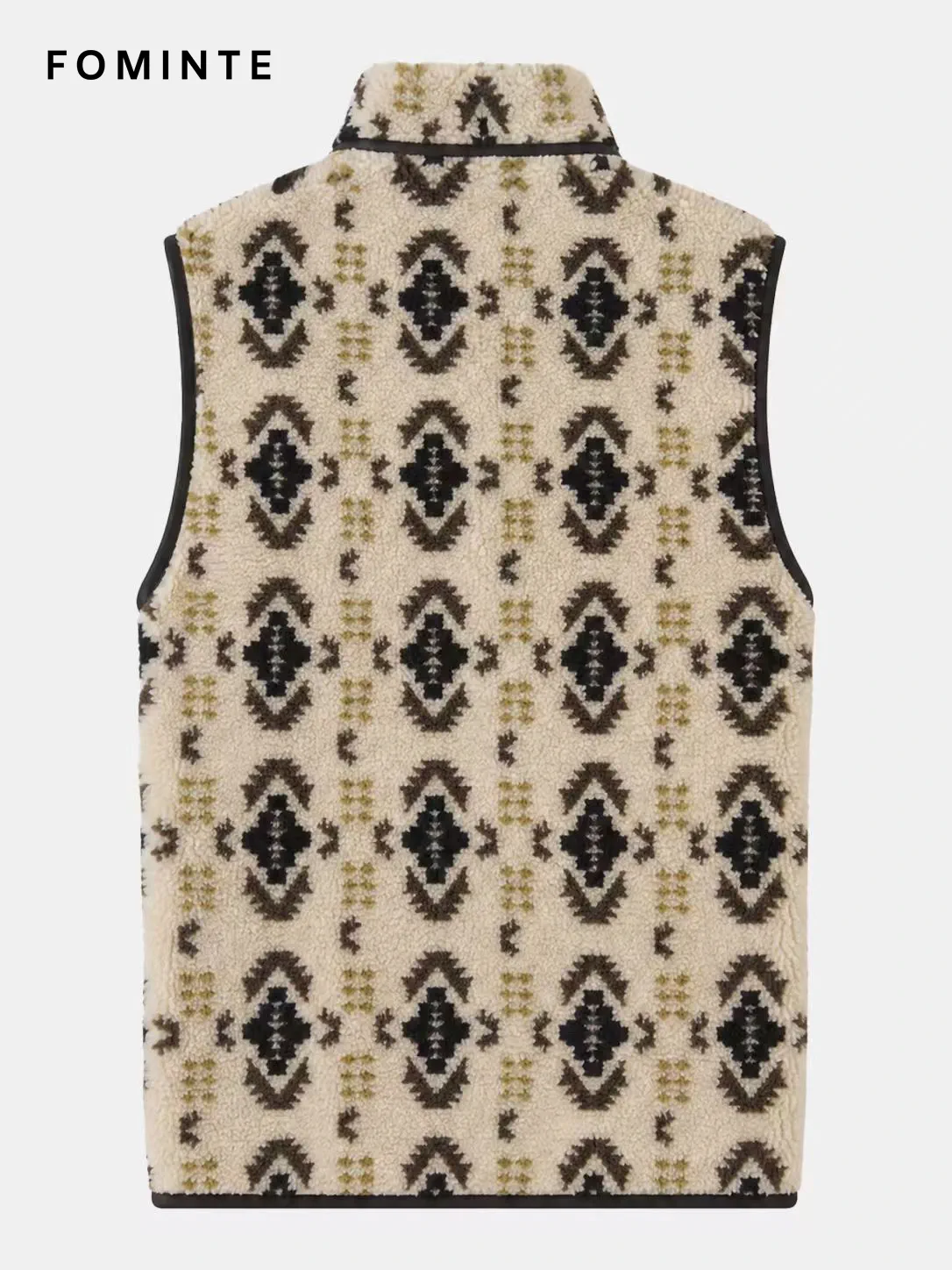 Abstract Camo Print Full-Zip Sherpa Fleece Vest