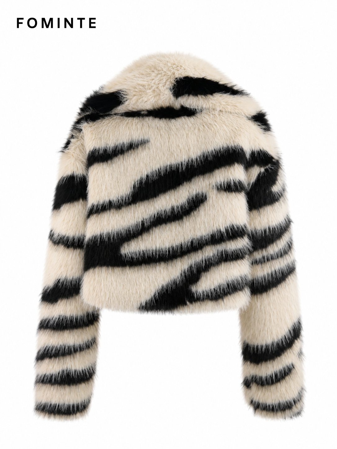 Wholesale Cropped Zebra Print Faux Fur Jacket - FM0202000058-1