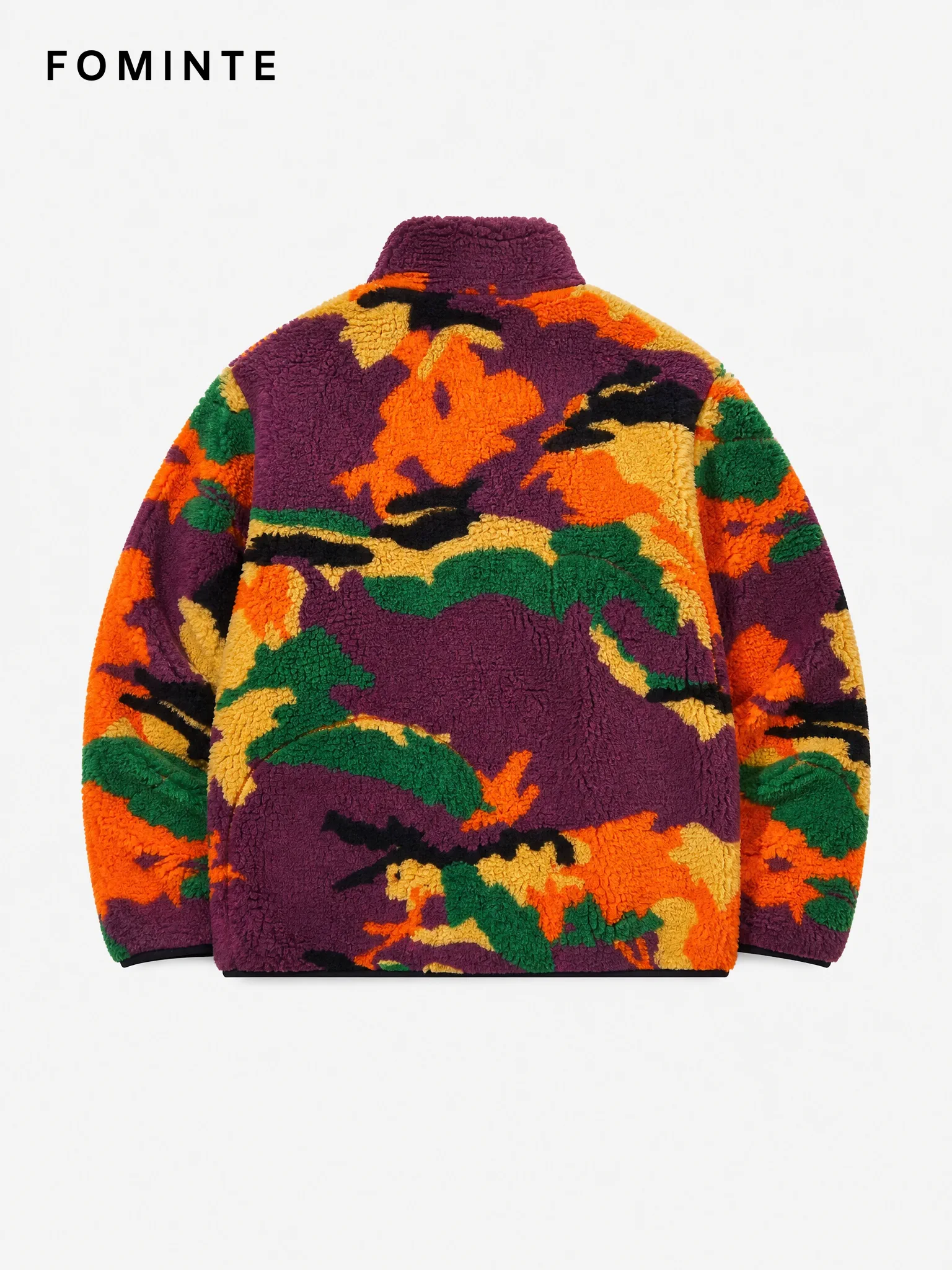 Purple and Orange Abstract Print Full-Zip Fleece Jacket
