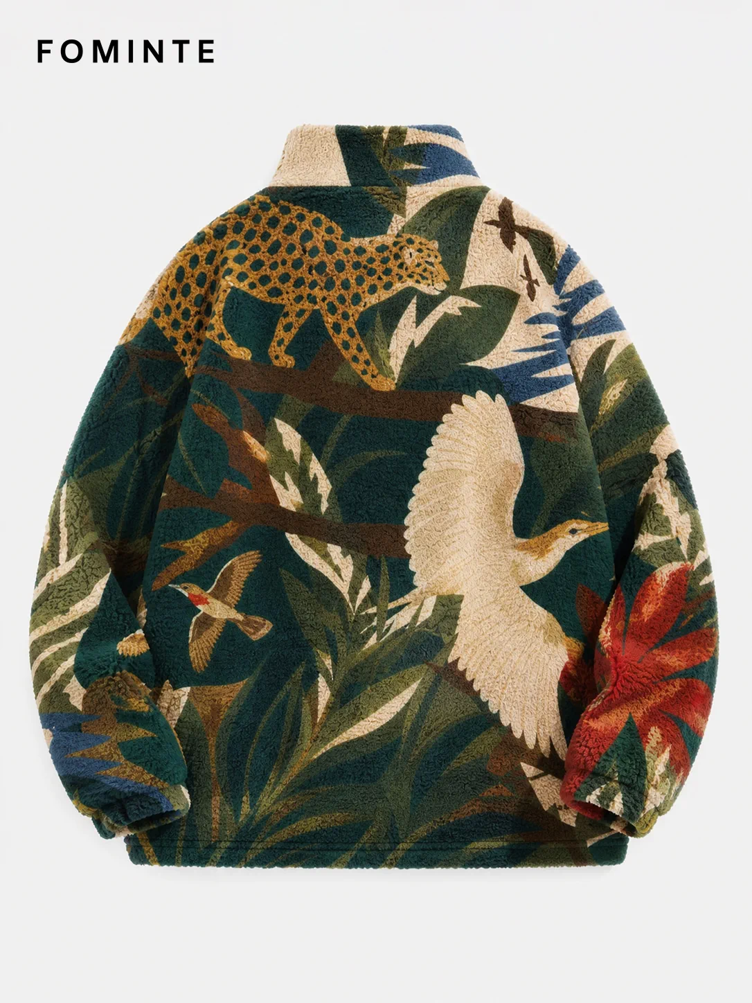 Green Botanical Camo Full-Zip Fleece Jacket