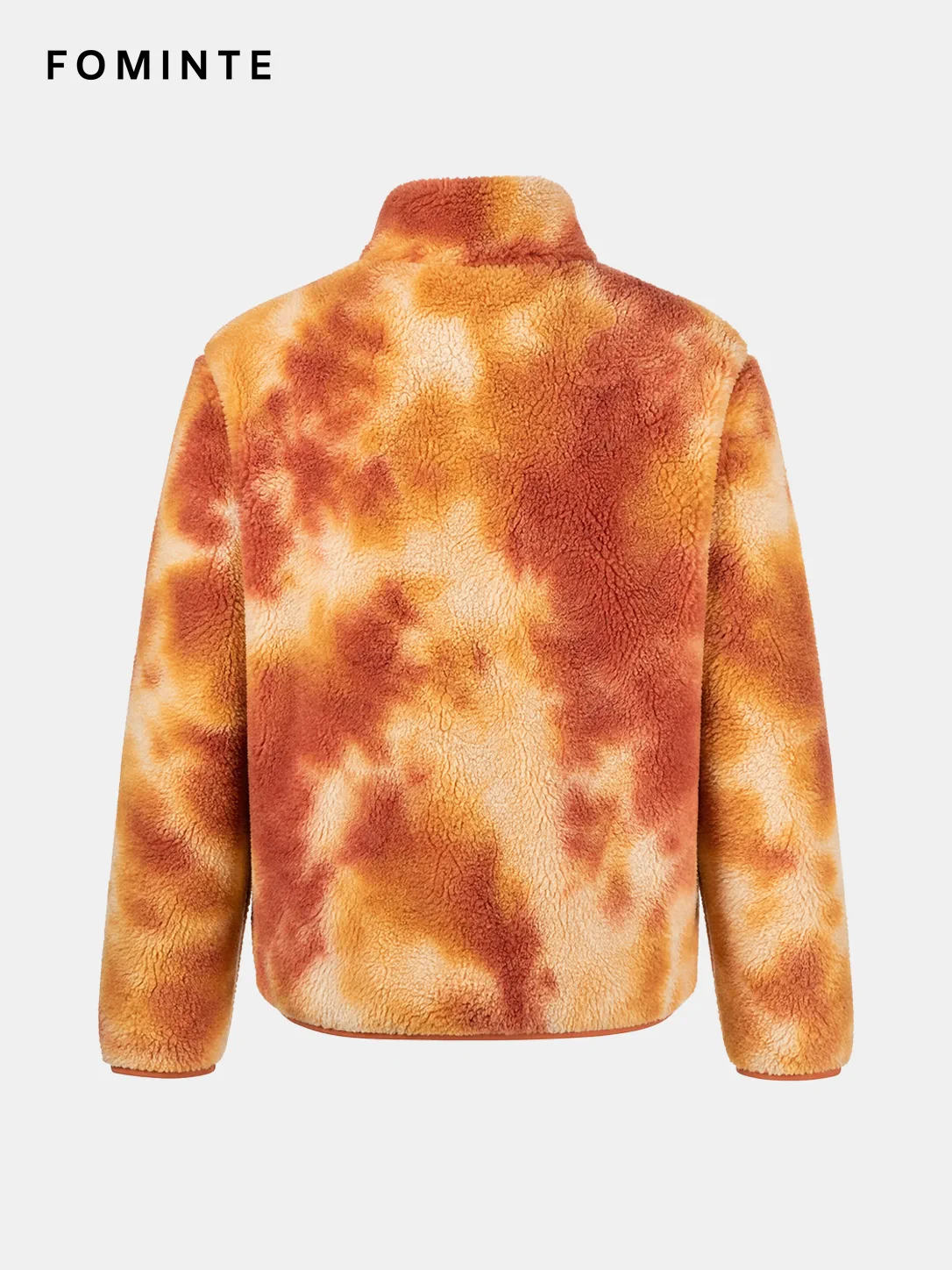 Rust Orange Abstract Print Full-Zip Fleece Jacket