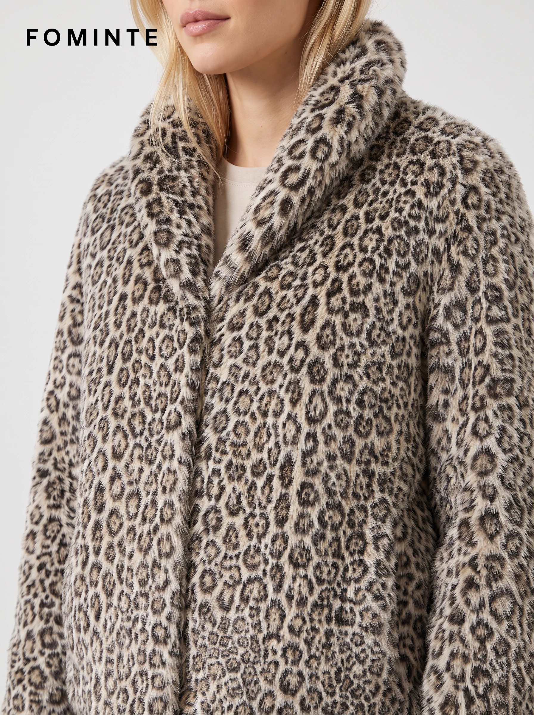 Pale Tan Spotted Faux Fur Jacket