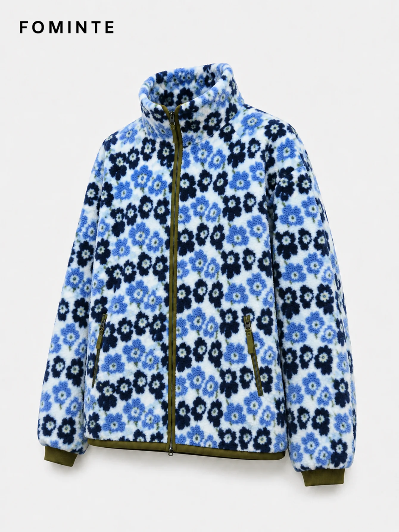 Fleece High Collar Full-Zip Jacket - All-Over Print Wholesale Custom Sportswear - FM0801000412-3