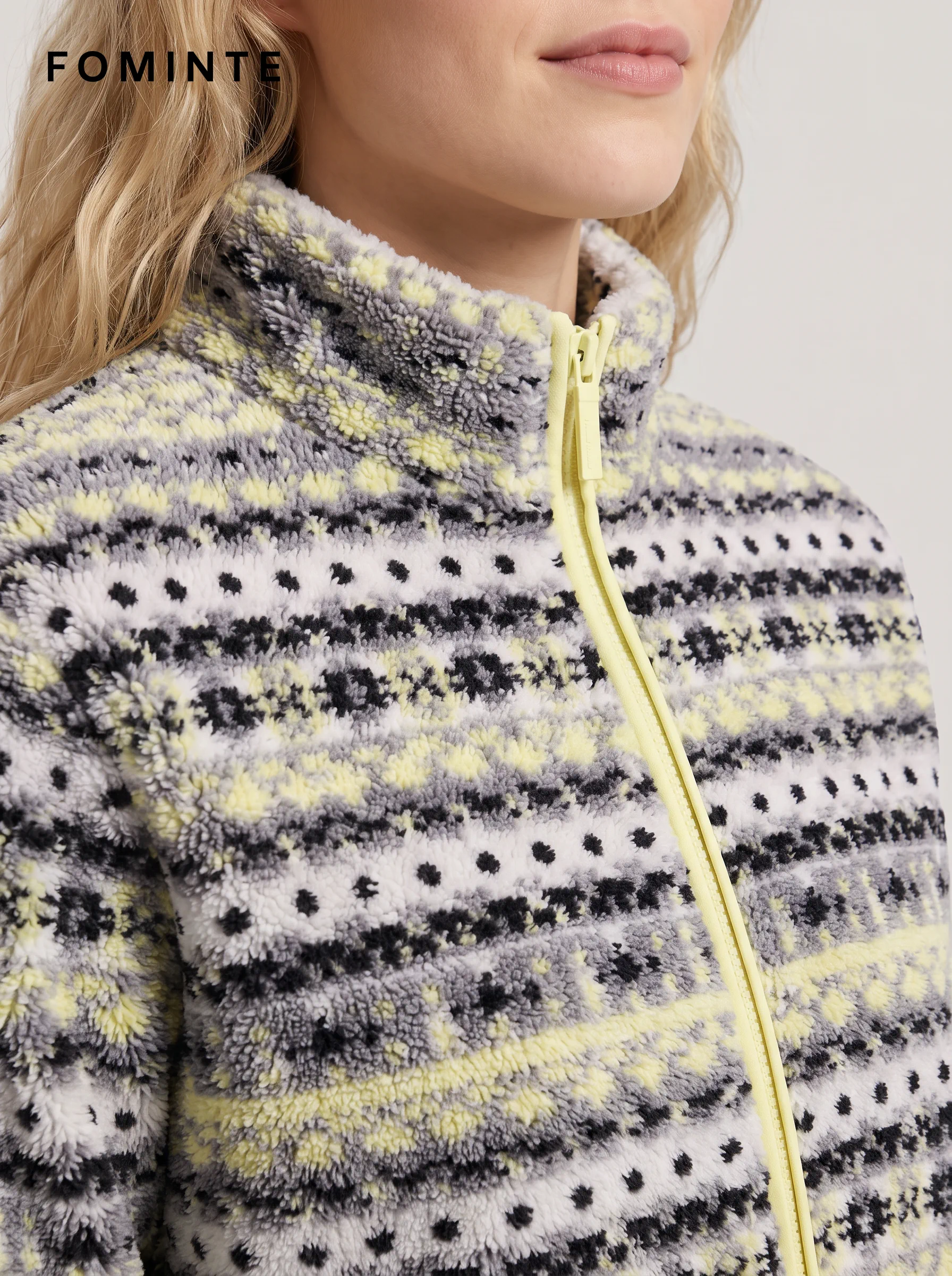 Cream Fair Isle Jacquard Full-Zip Fleece Jacket