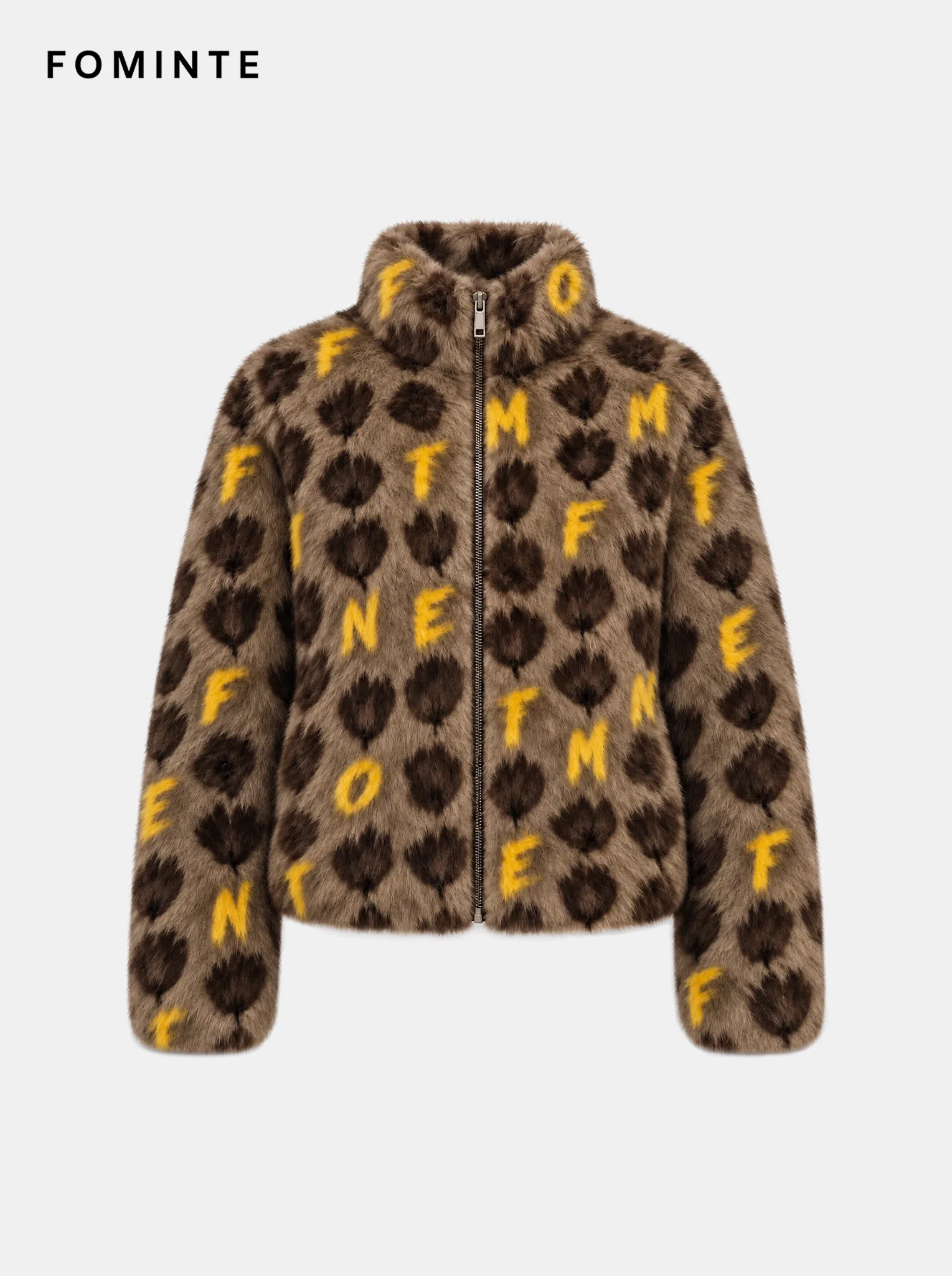Emerald Ripple Wave Jacquard Luxury Faux Fur Jacket