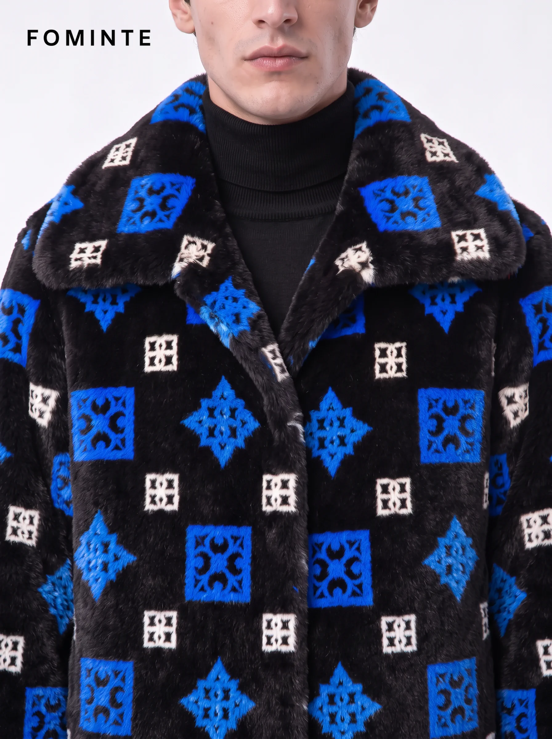 Glacier White Snow Leopard Print Luxury Faux Fur Coat