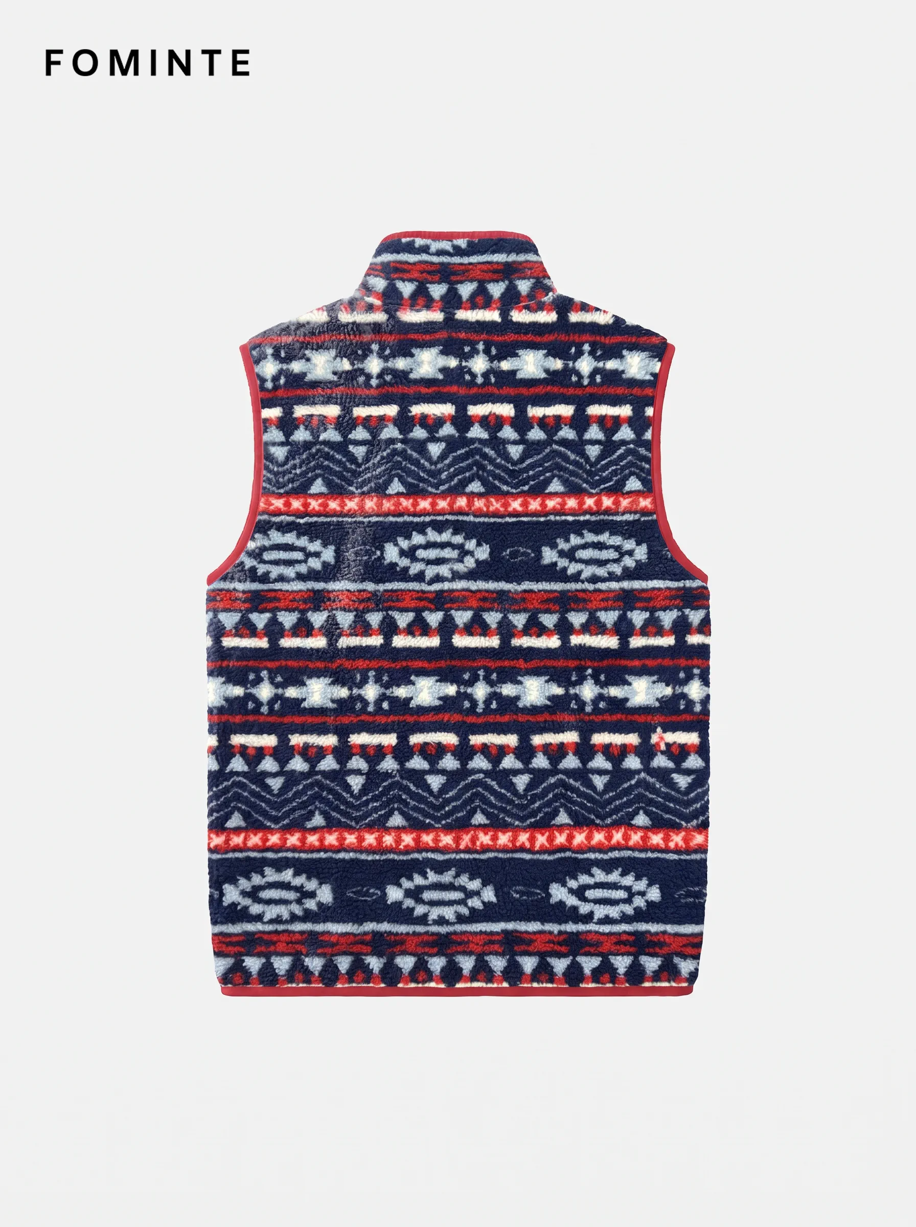 Pine Green and Cream Retro Harlequin Geometric Fleece Vest