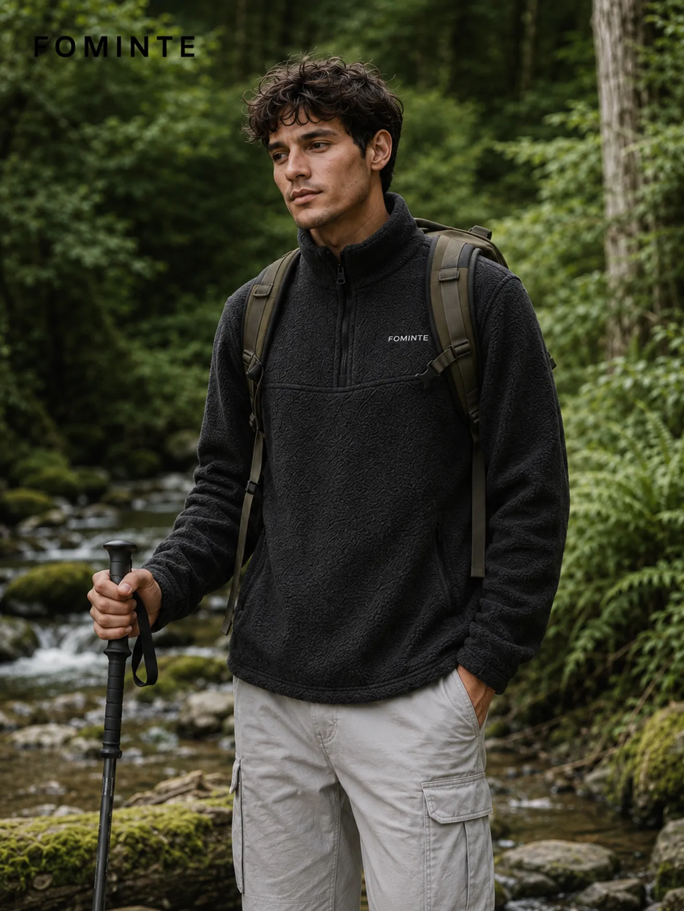 Charcoal Quarter-Zip Pullover Fleece FM0801000418