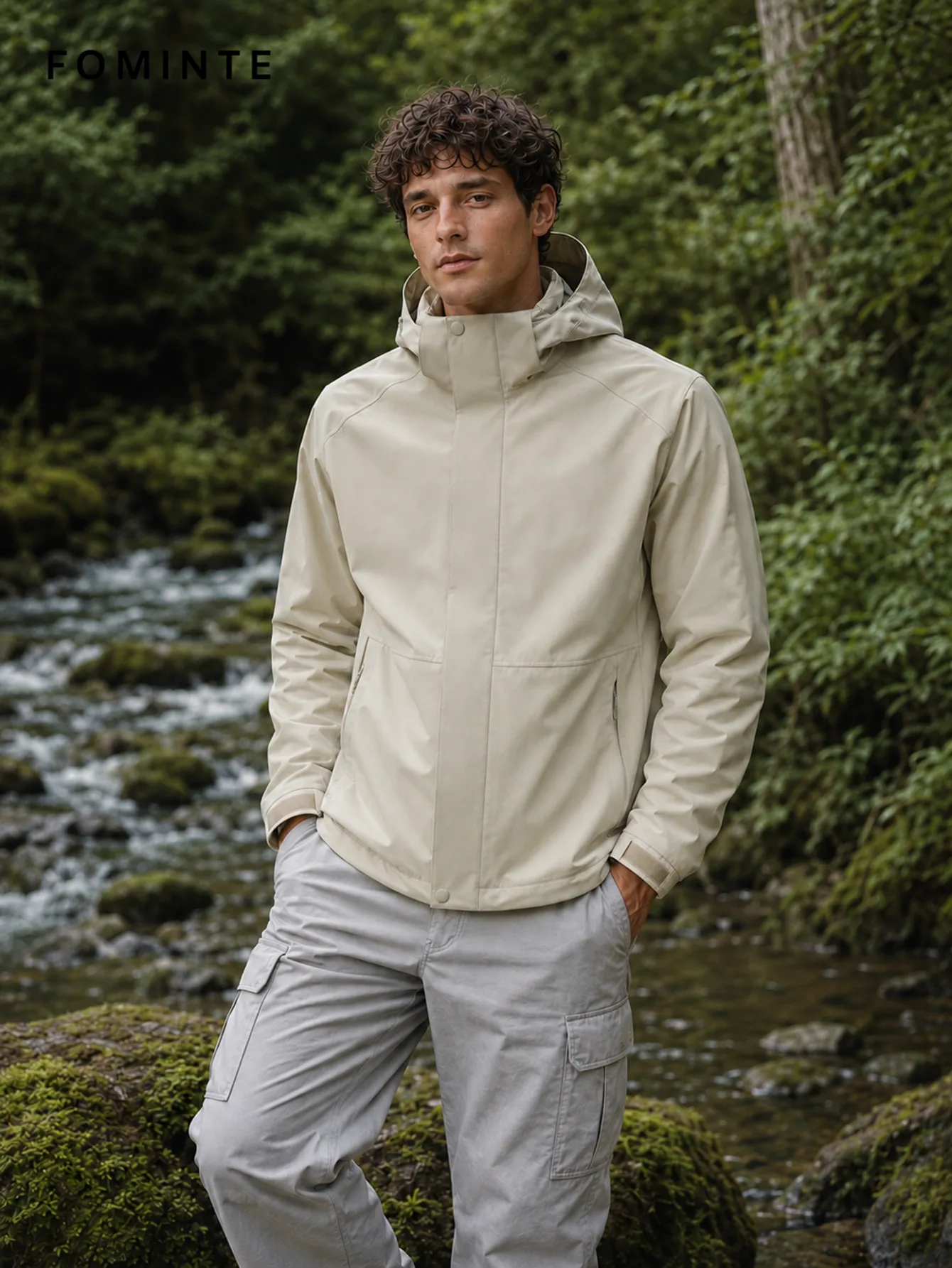 Ivory Hooded Windbreaker Jacket FM0801000419