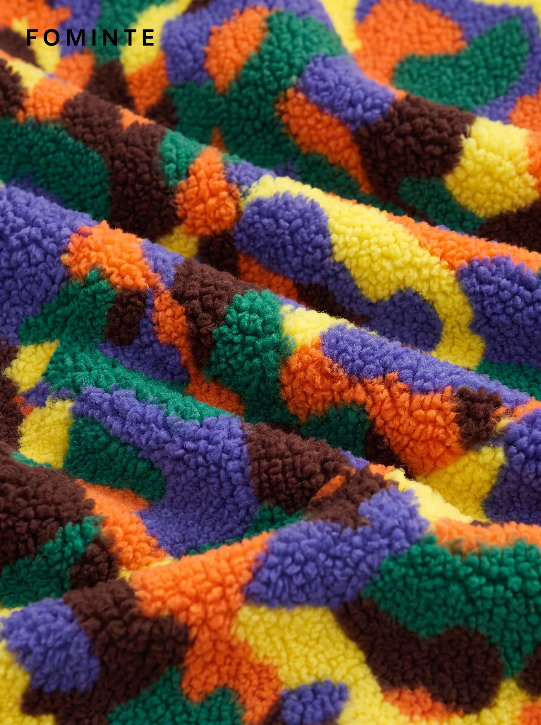 Vibrant Abstract Street Camo Hooded Sherpa Fleece Jacket