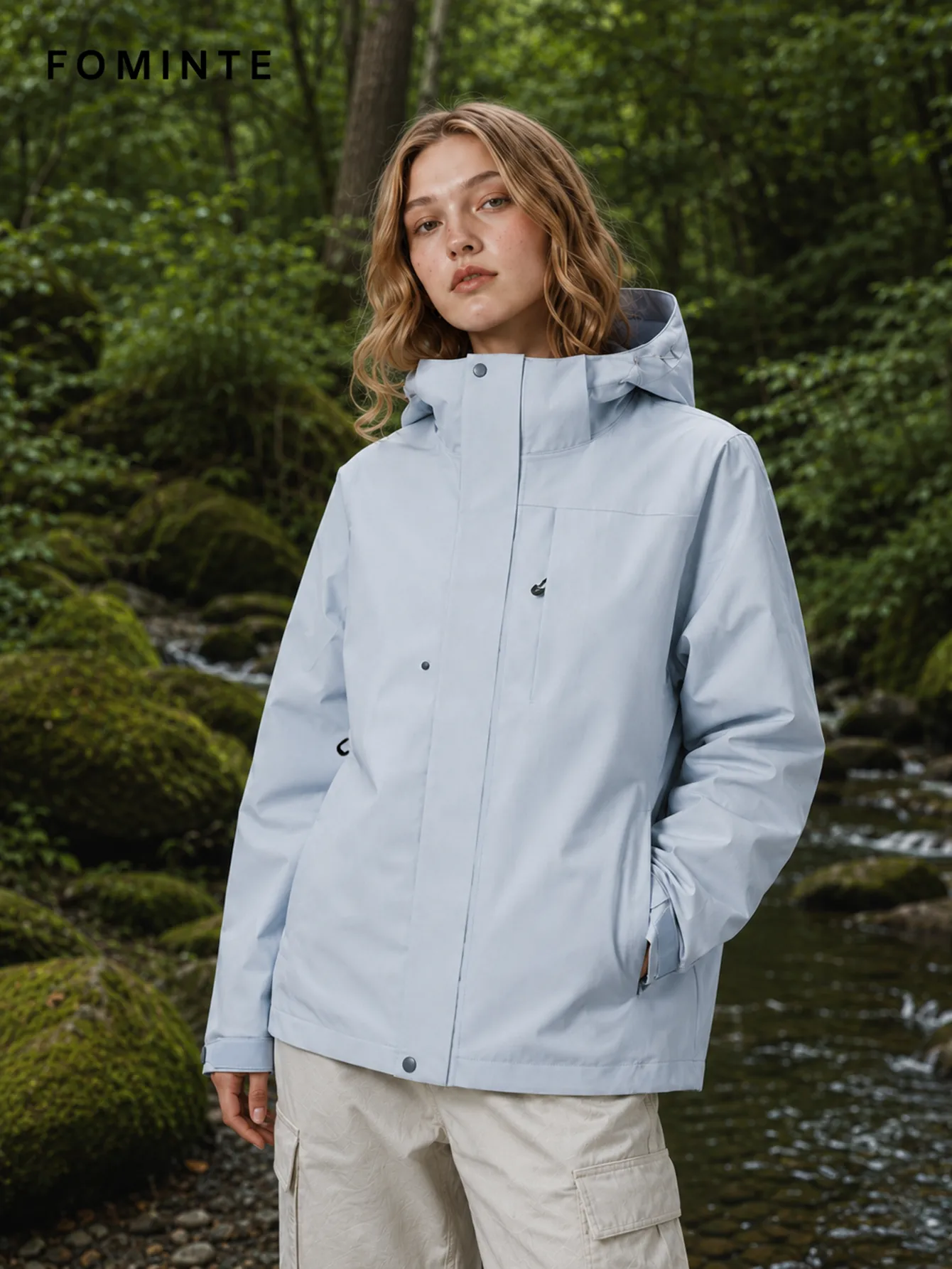 Ice Blue Hooded Windbreaker Jacket FM0801000420