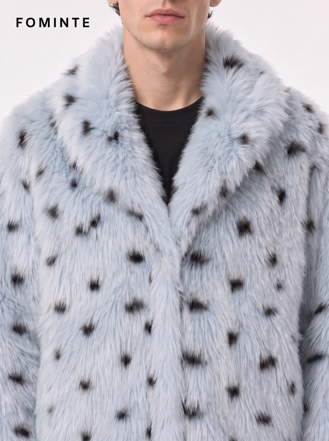 Glacier Ice Blue Minimalist Faux Fur Winter Coat