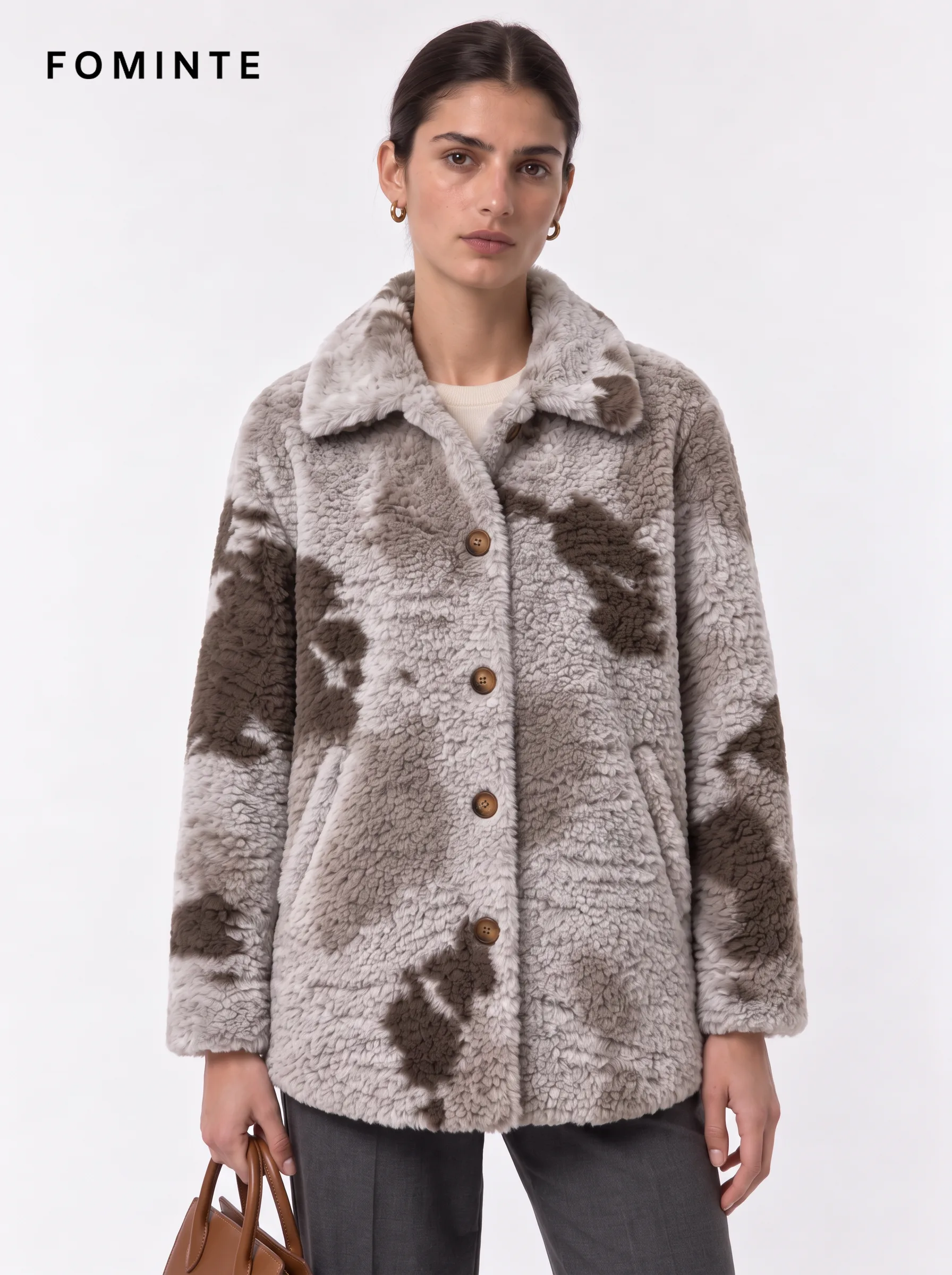 Women's Blush Rose Quilted-Look Faux Fur Crop Jacket