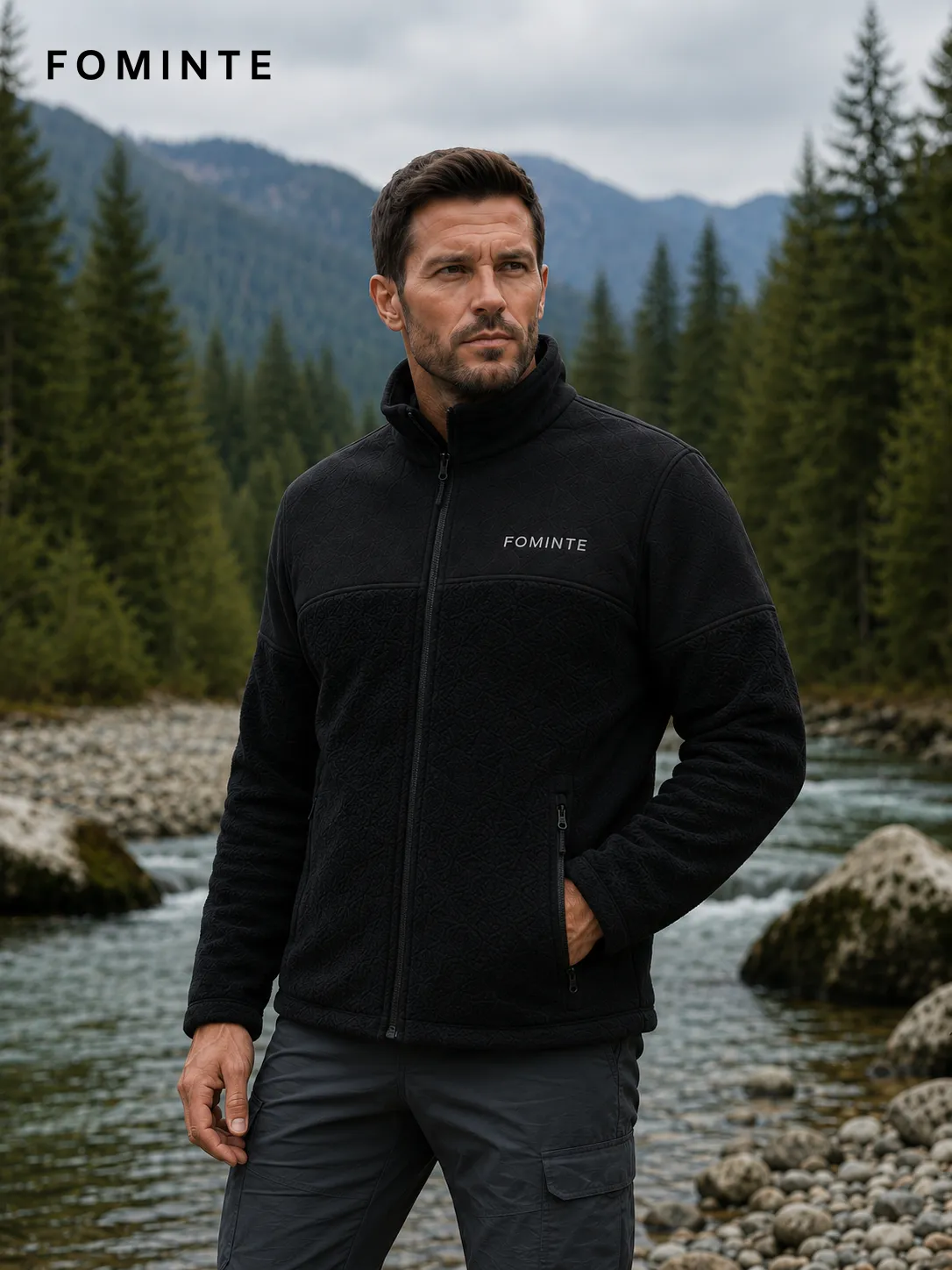 Colorblock Windproof Panel Fleece Jacket FM0801000421-1