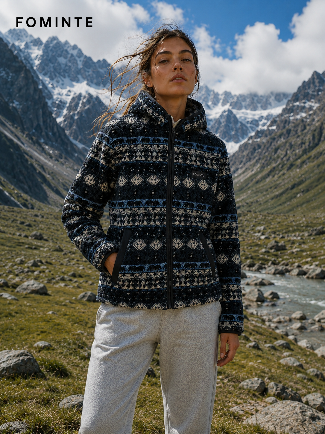 Blue Grey Fleece Jacket for Outdoor Apparel Collections