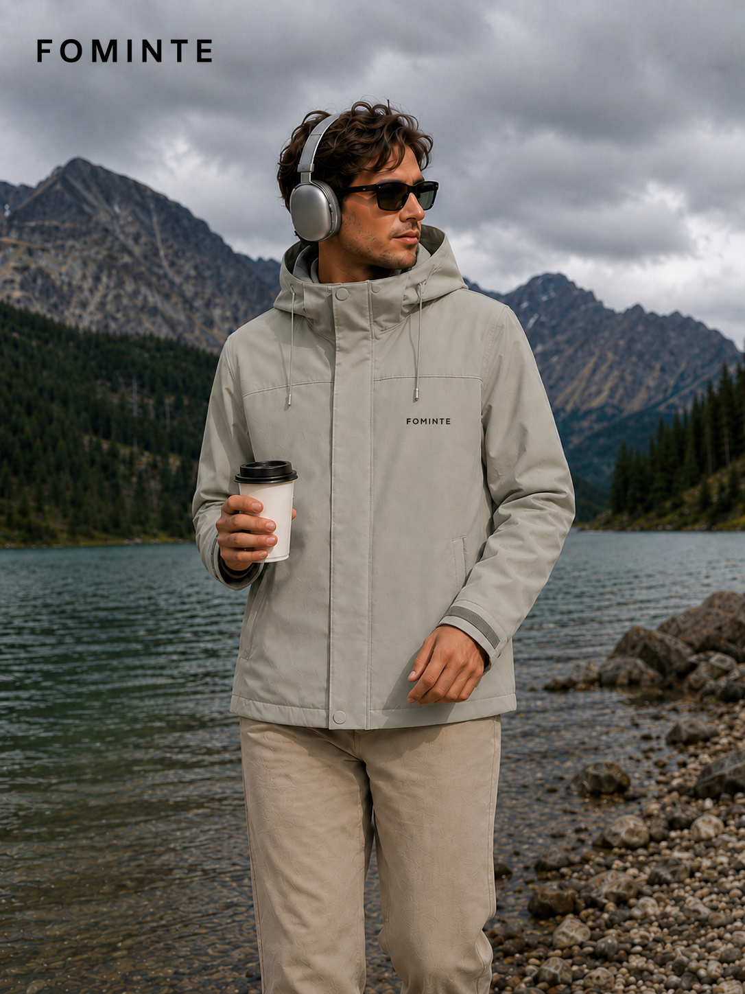 Light Grey Green Softshell Jacket for Outdoor Apparel Collections