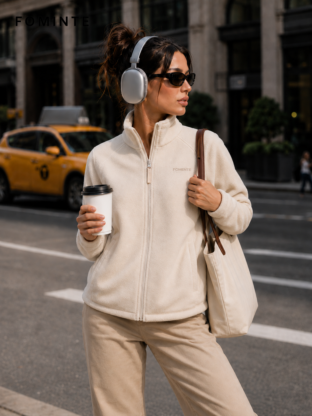 Cream White Fleece Jacket for Outdoor Apparel Collections
