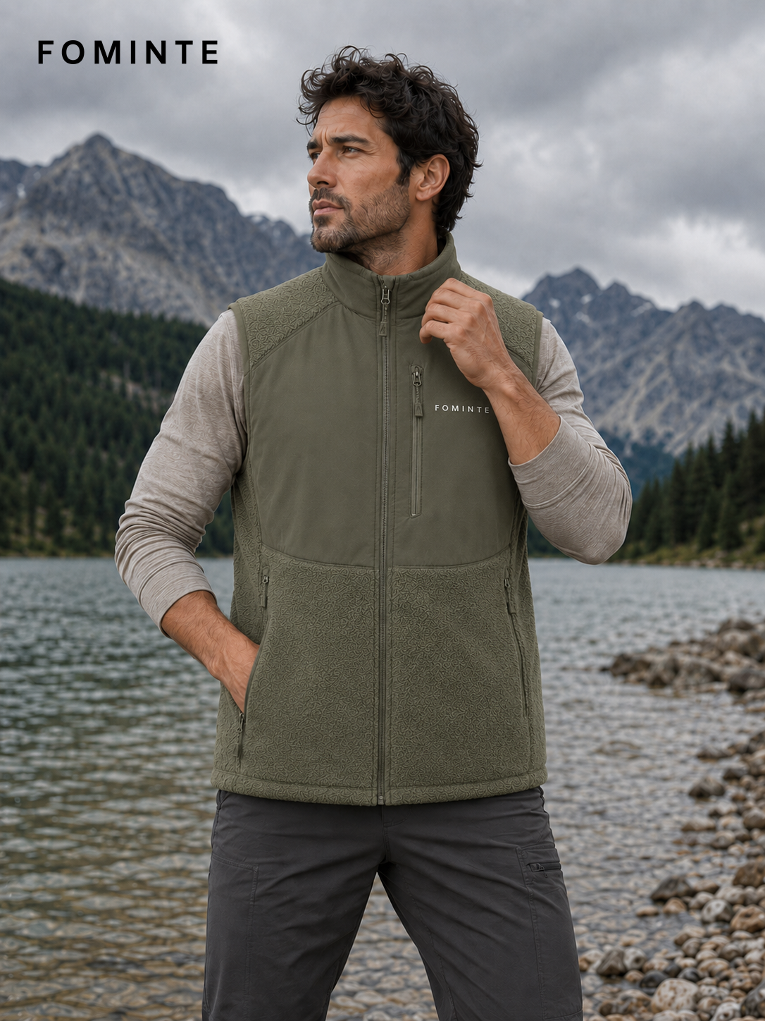 Olive Green Fleece Jacket for Outdoor Apparel Collections