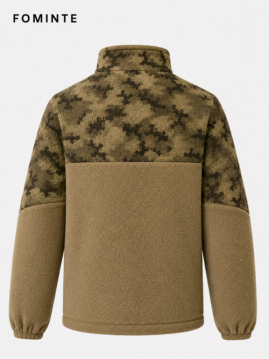 Camo and Camel Brown Men's Hybrid Fleece Jacket Wholesale Custom Outerwear - FM0801000426-1