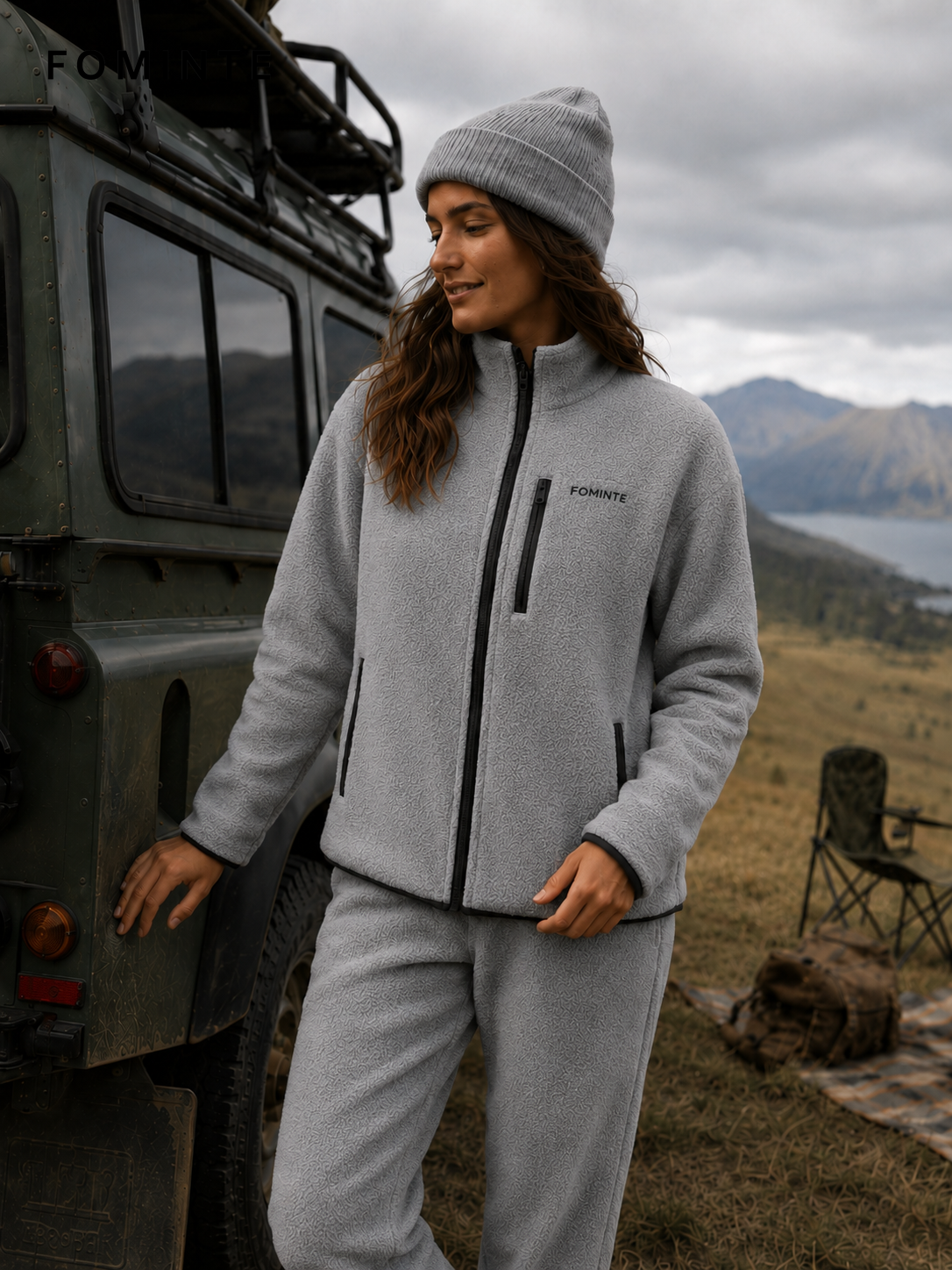 Grey and Dark Grey Unisex Full-Zip Fleece Jacket Wholesale Custom Outerwear - FM0801000450-1