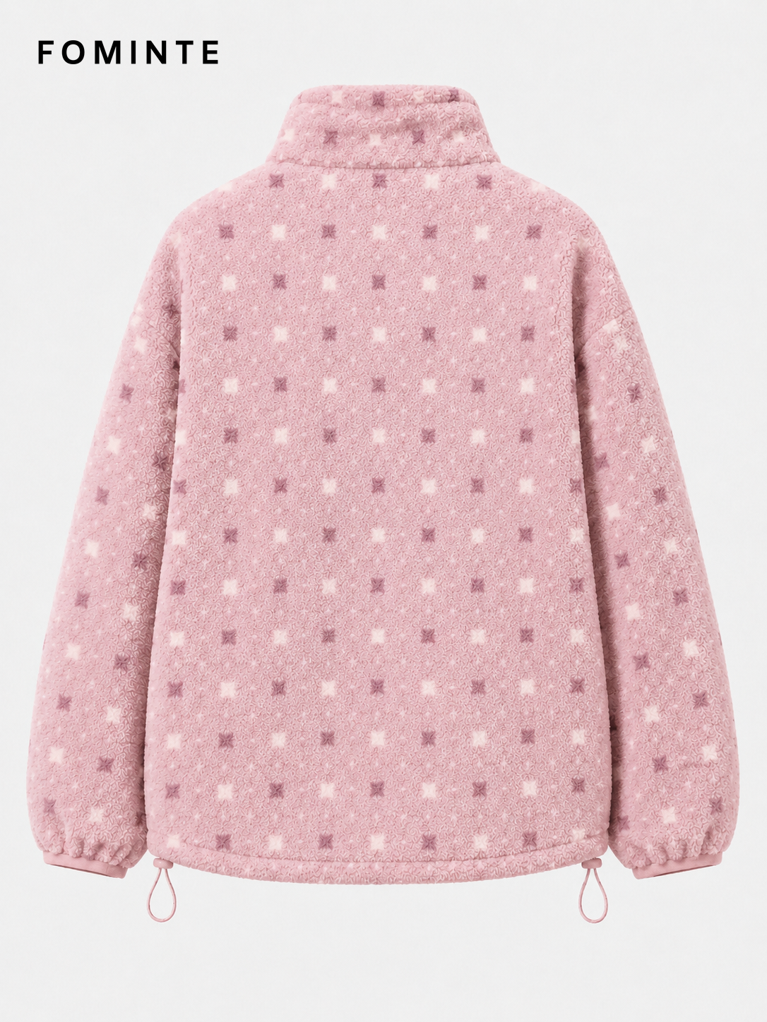 Mist Pink Women's Printed Full-Zip Fleece Jacket Wholesale Custom Outerwear - FM0802000440-2