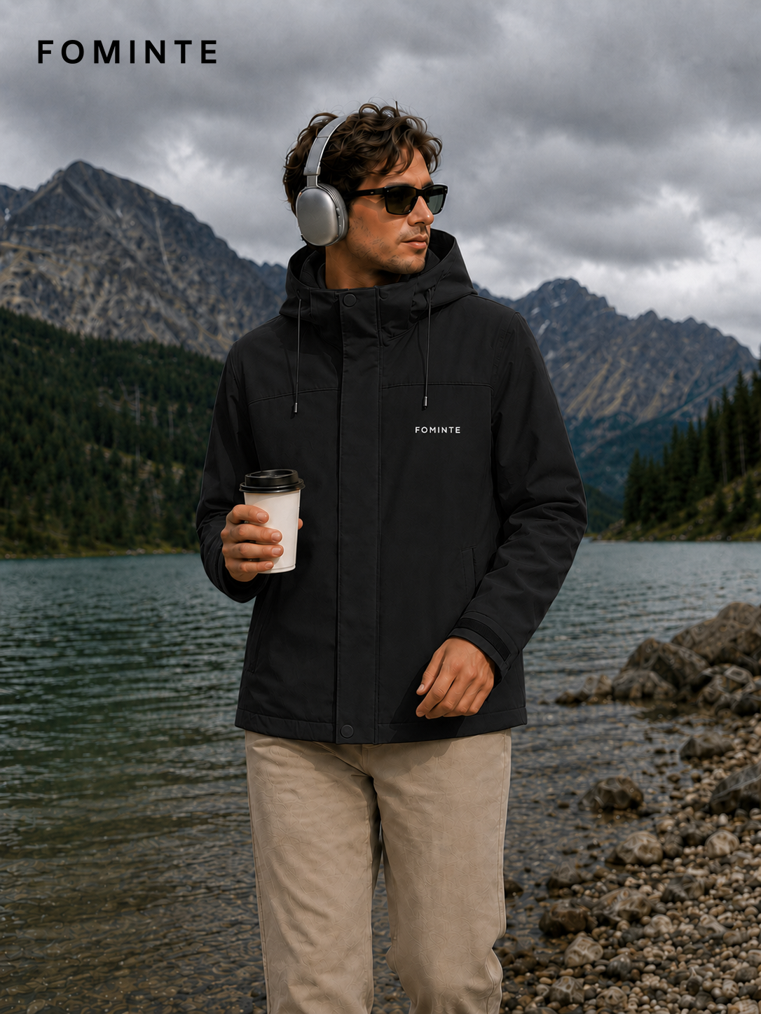 Black Men's Hooded Softshell Jacket Wholesale Custom Outerwear - FM0802000441-3