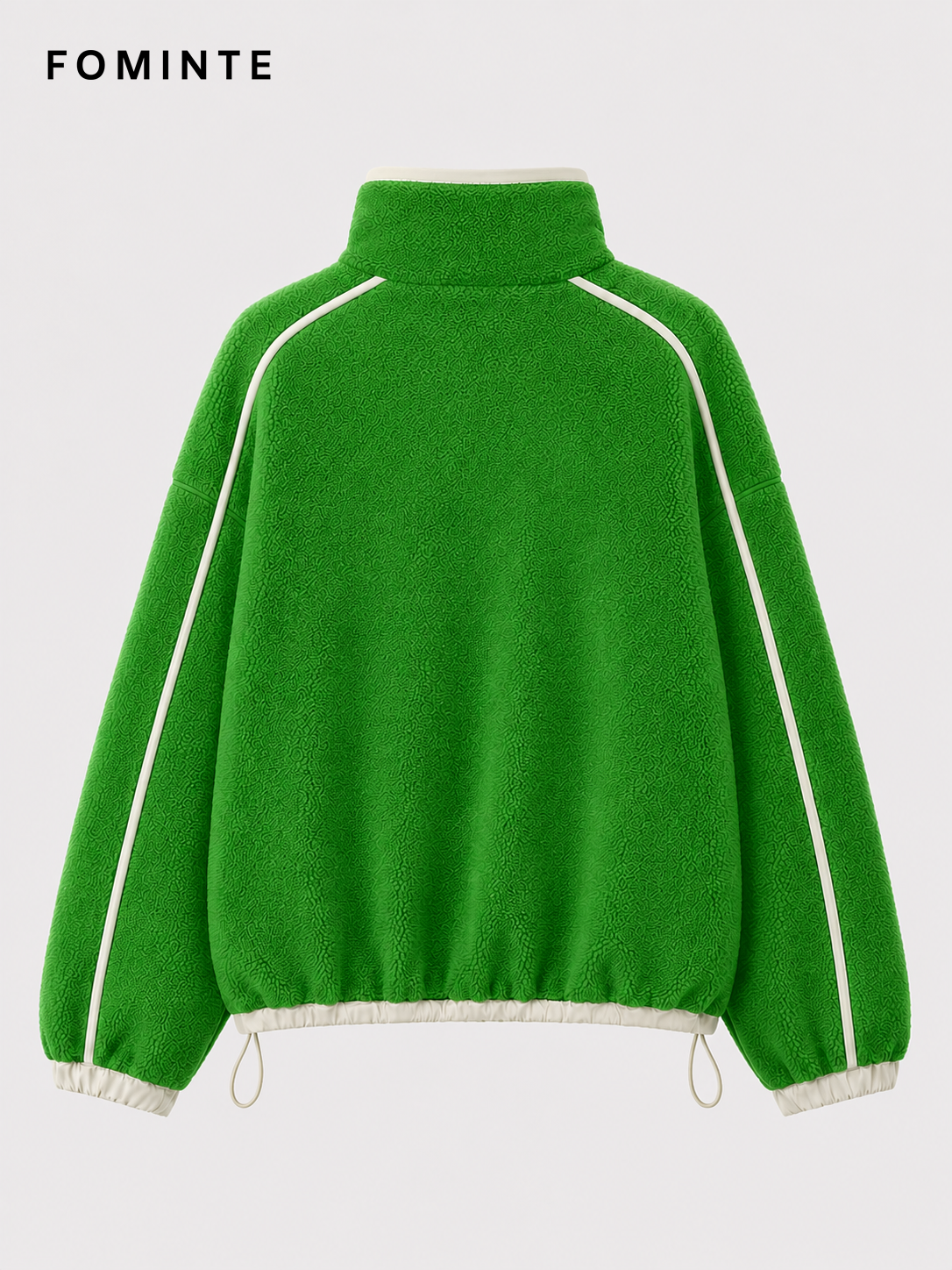 Grass Green and Cream Women's Colorblock Quarter-Zip Fleece Pullover Wholesale Custom Outerwear - FM0802000444-3