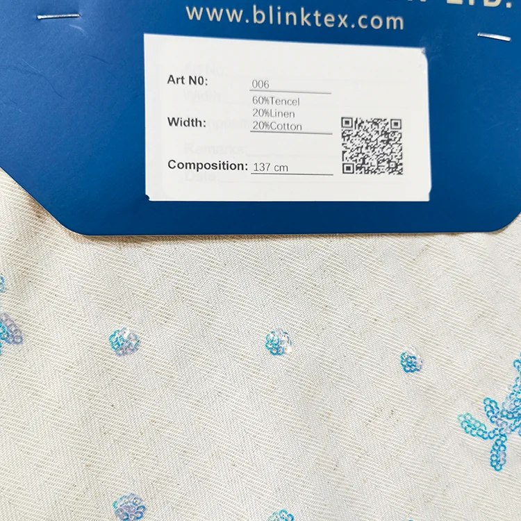 Iridescent Sequin Embroidered Tencel Blend Fabric - 006