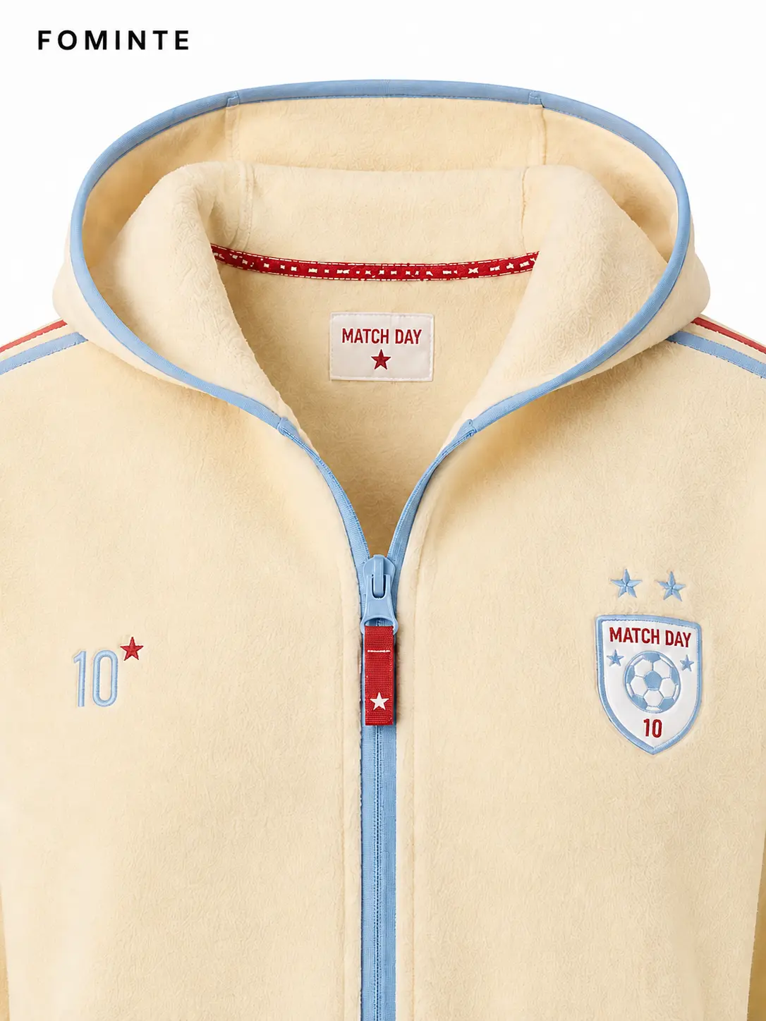 Solid‑Color Fleece Hooded Cardigan, Soccer No.10 Jersey Design Custom Sportswear‑FM0802000401‑1
