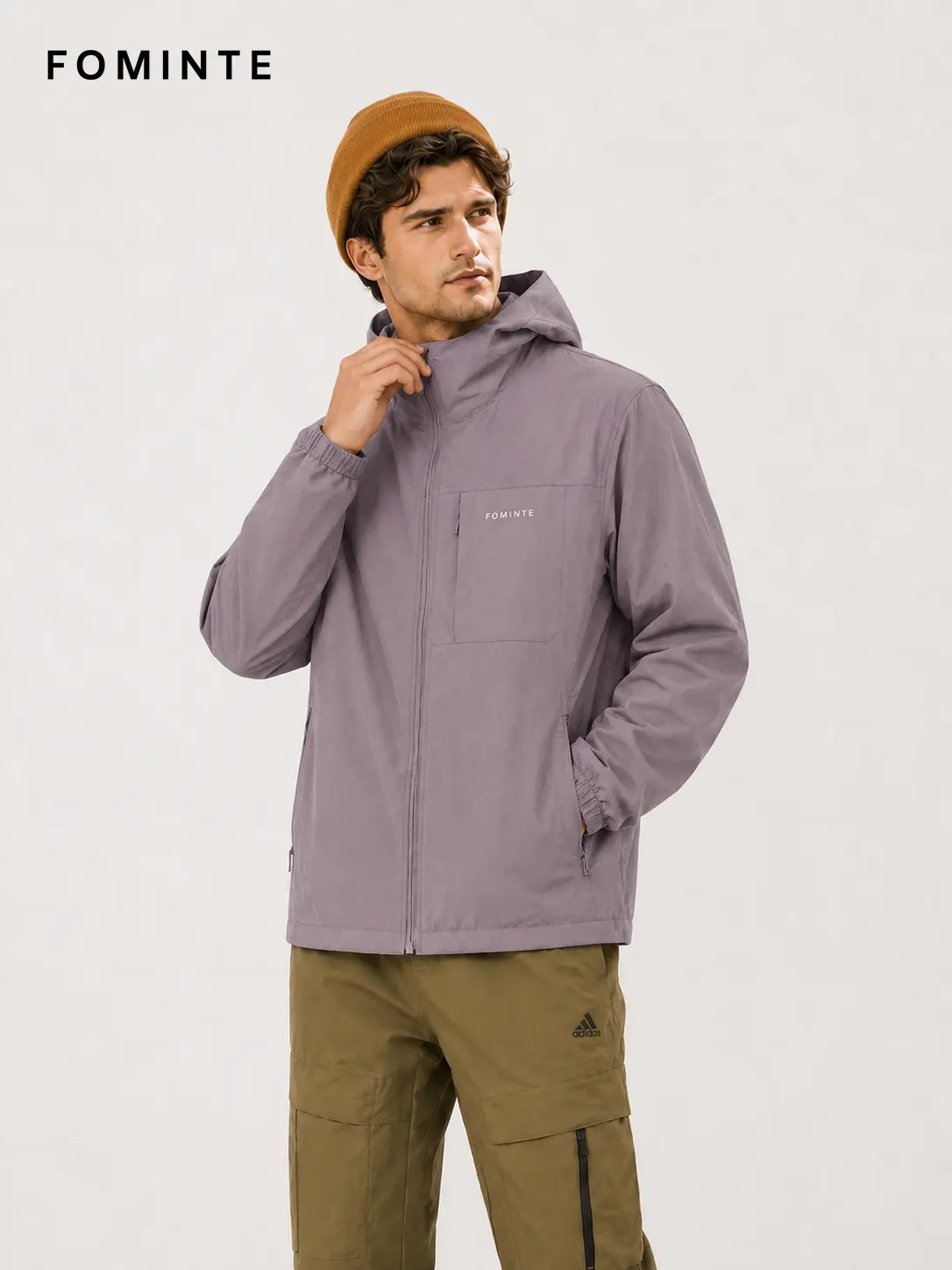 Men's Dusk Rock Grey Minimal Hooded Softshell Jacket