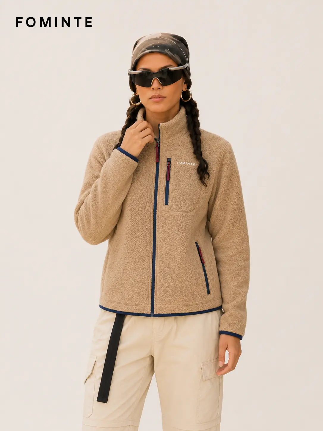Men's Khaki Brown Contrast Panel Outdoor Softshell Jacket