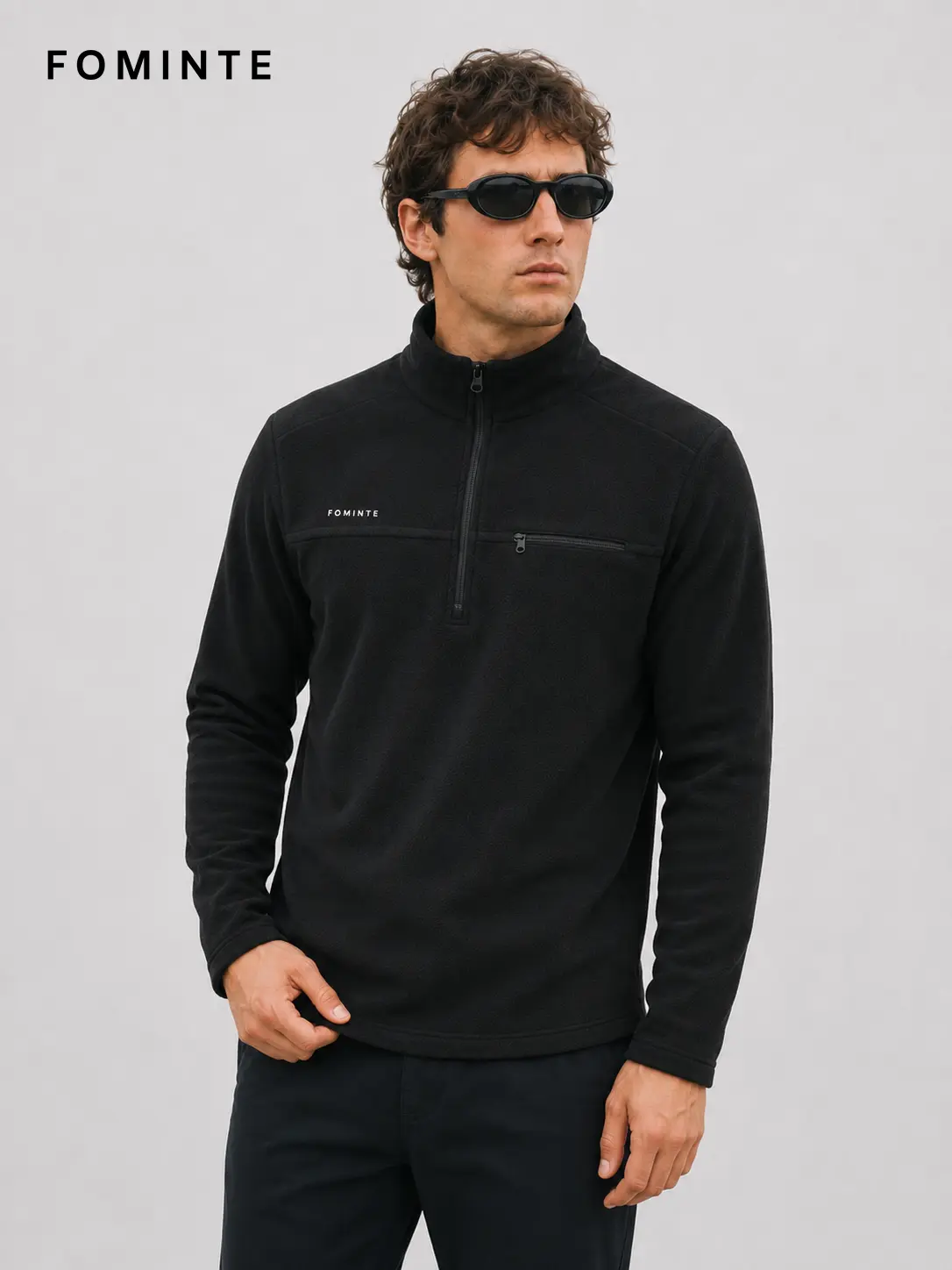 Men's Charcoal Grey Lightweight Quarter-Zip Fleece Pullover